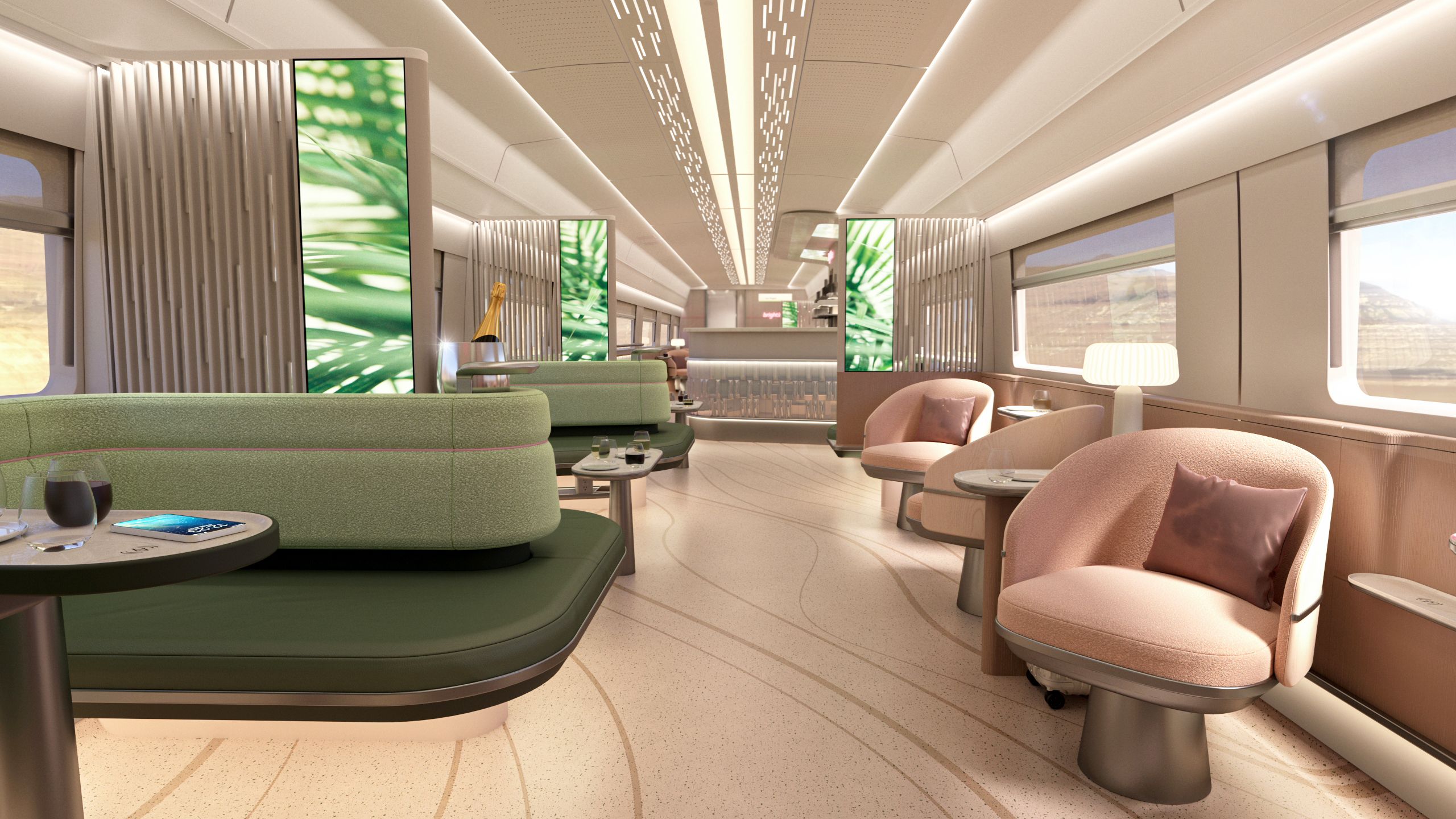Brightline Party Car interior Brightline Party Car interior