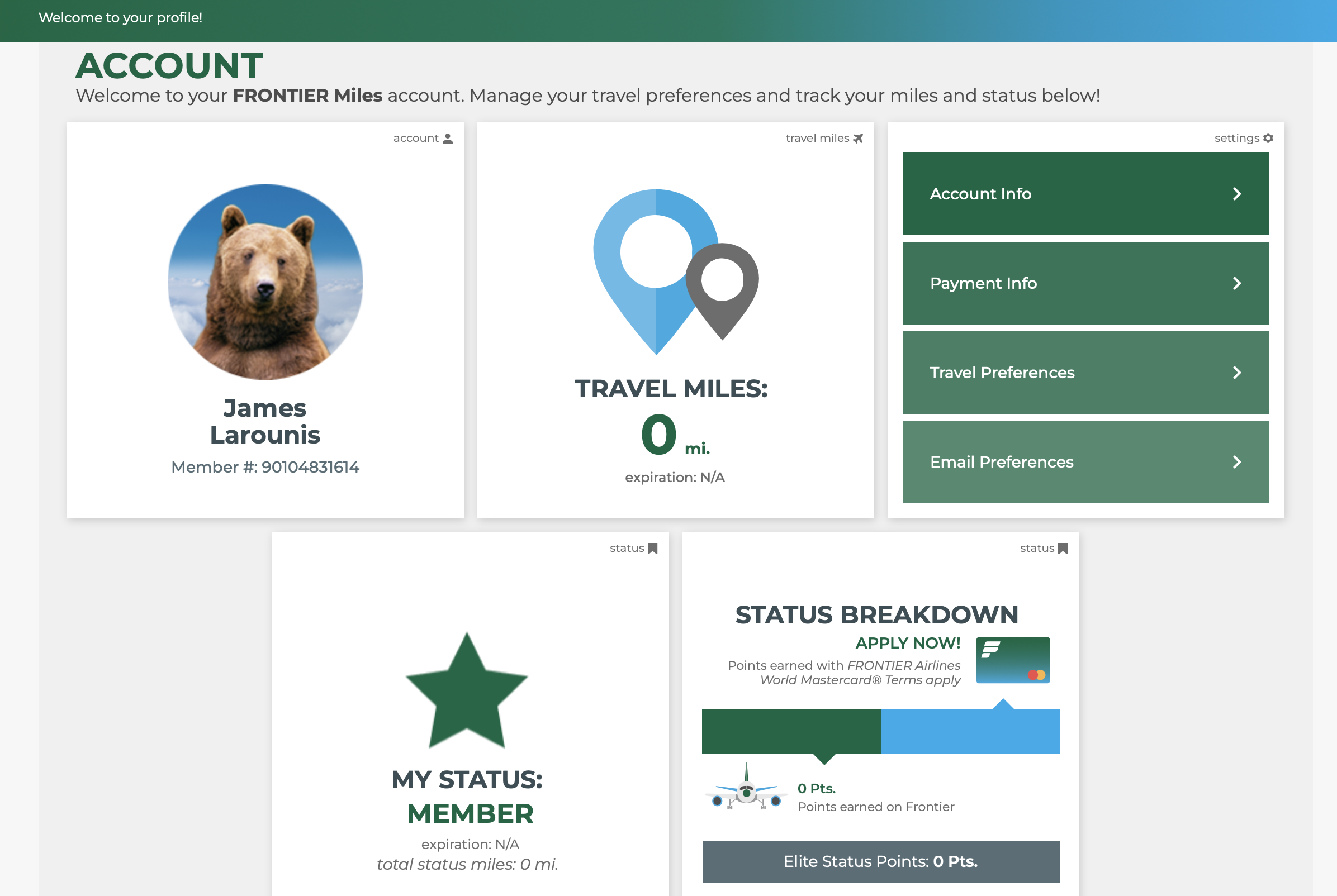 Frontier Account Snapshot