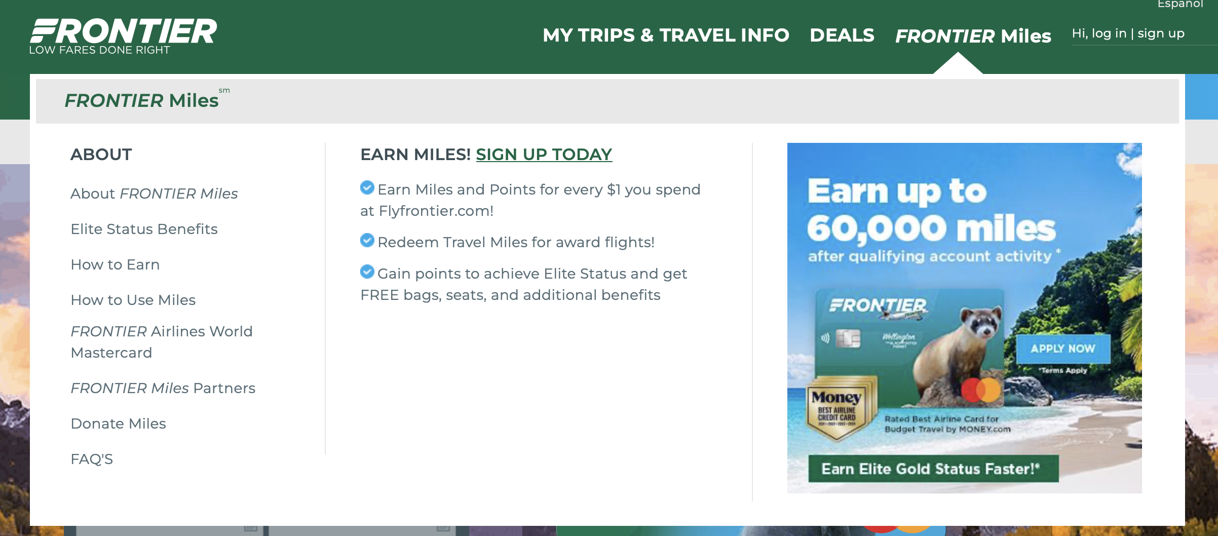 Frontier Sign Up
