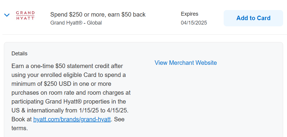 Grand Hyatt Amex Offer 011525 Grand Hyatt Amex Offer 011525