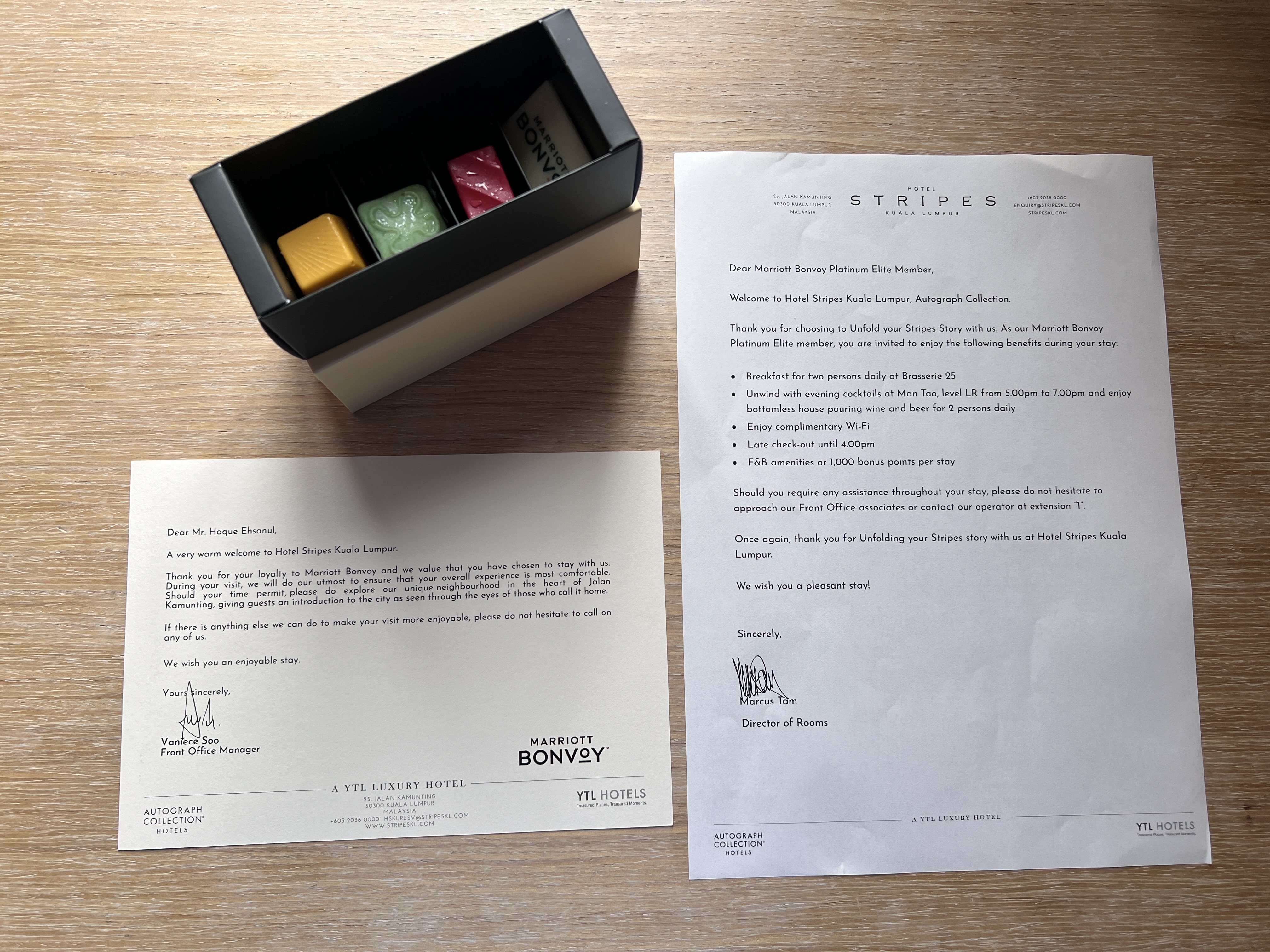Hotel Stripes Kuala Lumpur Autograph Collection complimentary chocolates Hotel Stripes Kuala Lumpur Autograph Collection complimentary chocolates