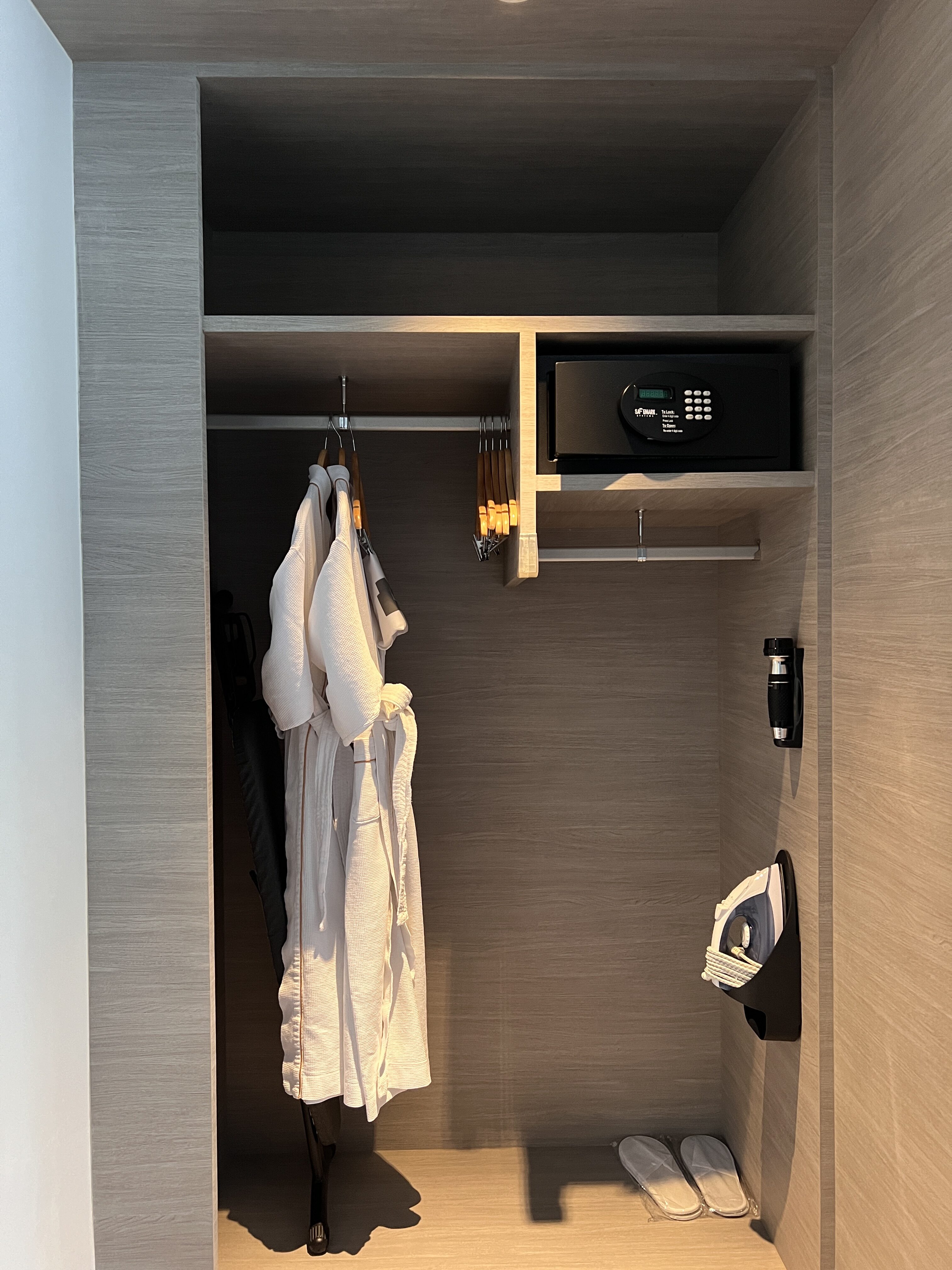Hyatt Place Bangkok Sukhumvit bedroom closet with iron and safe