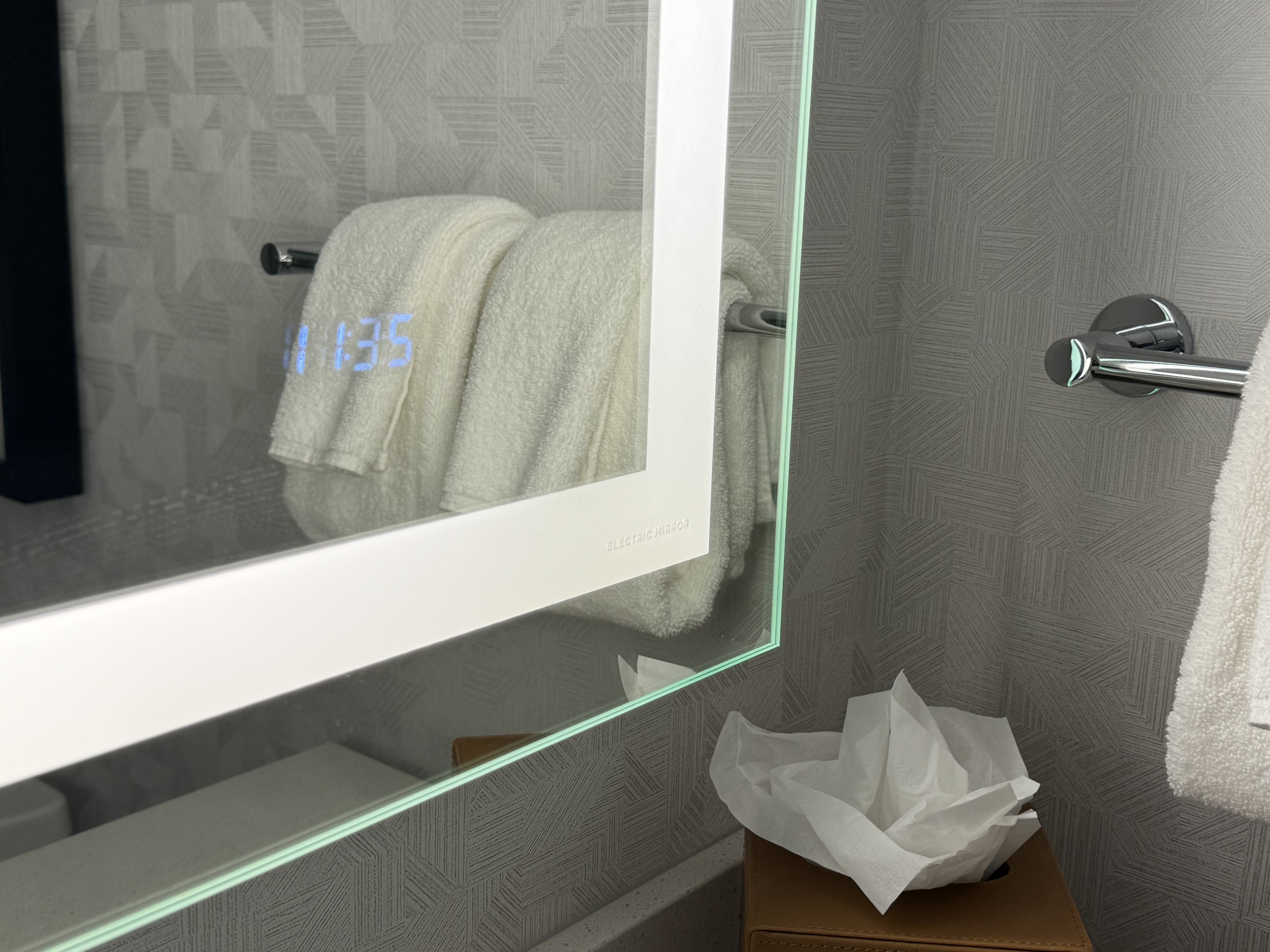 Hyatt Regency San Antonio Riverwalk bathroom digital clock on mirror Hyatt Regency San Antonio Riverwalk bathroom digital clock on mirror