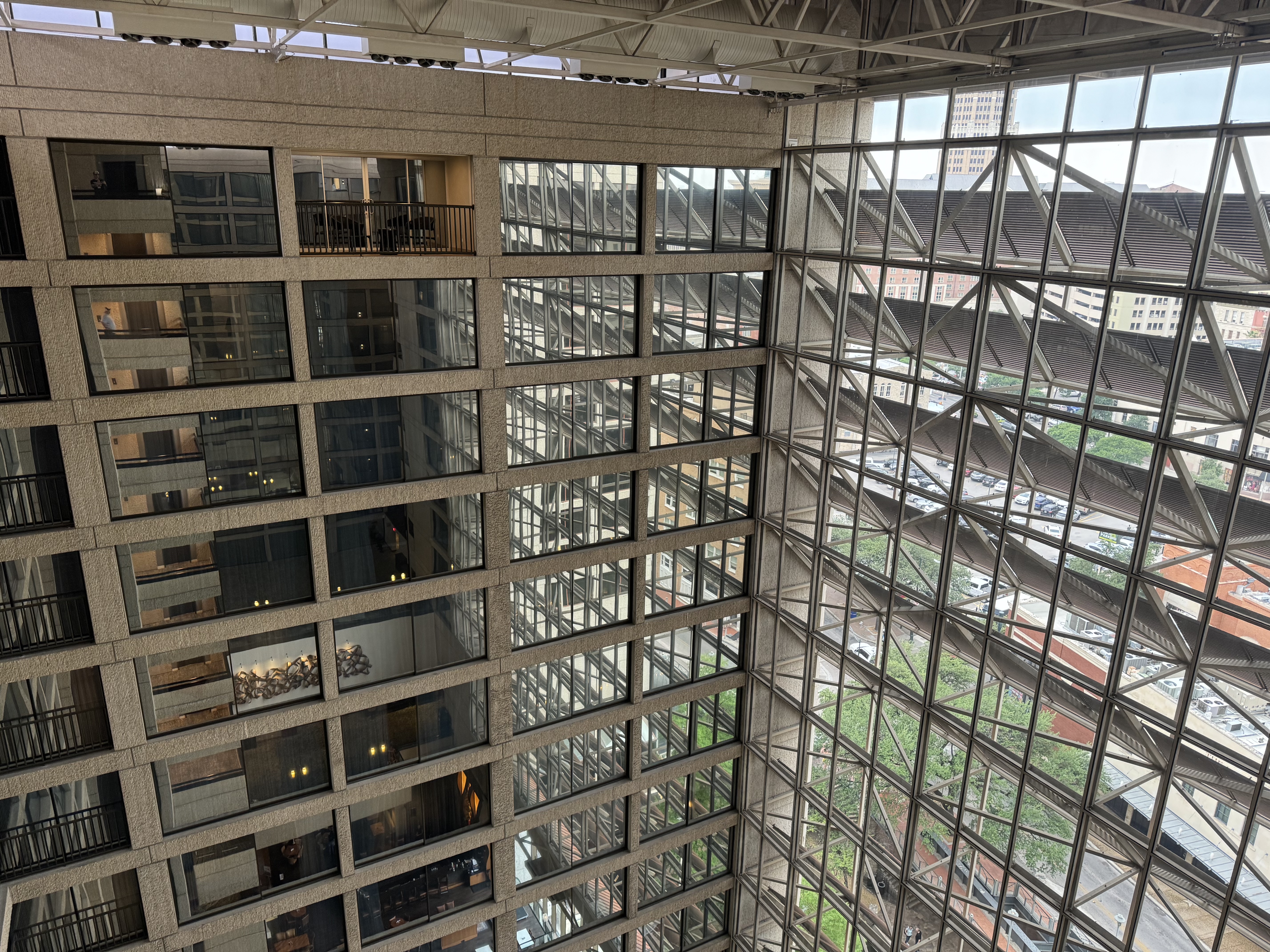 Hyatt Regency San Antonio Riverwalk looking into atrium from top floor Hyatt Regency San Antonio Riverwalk looking into atrium from top floor