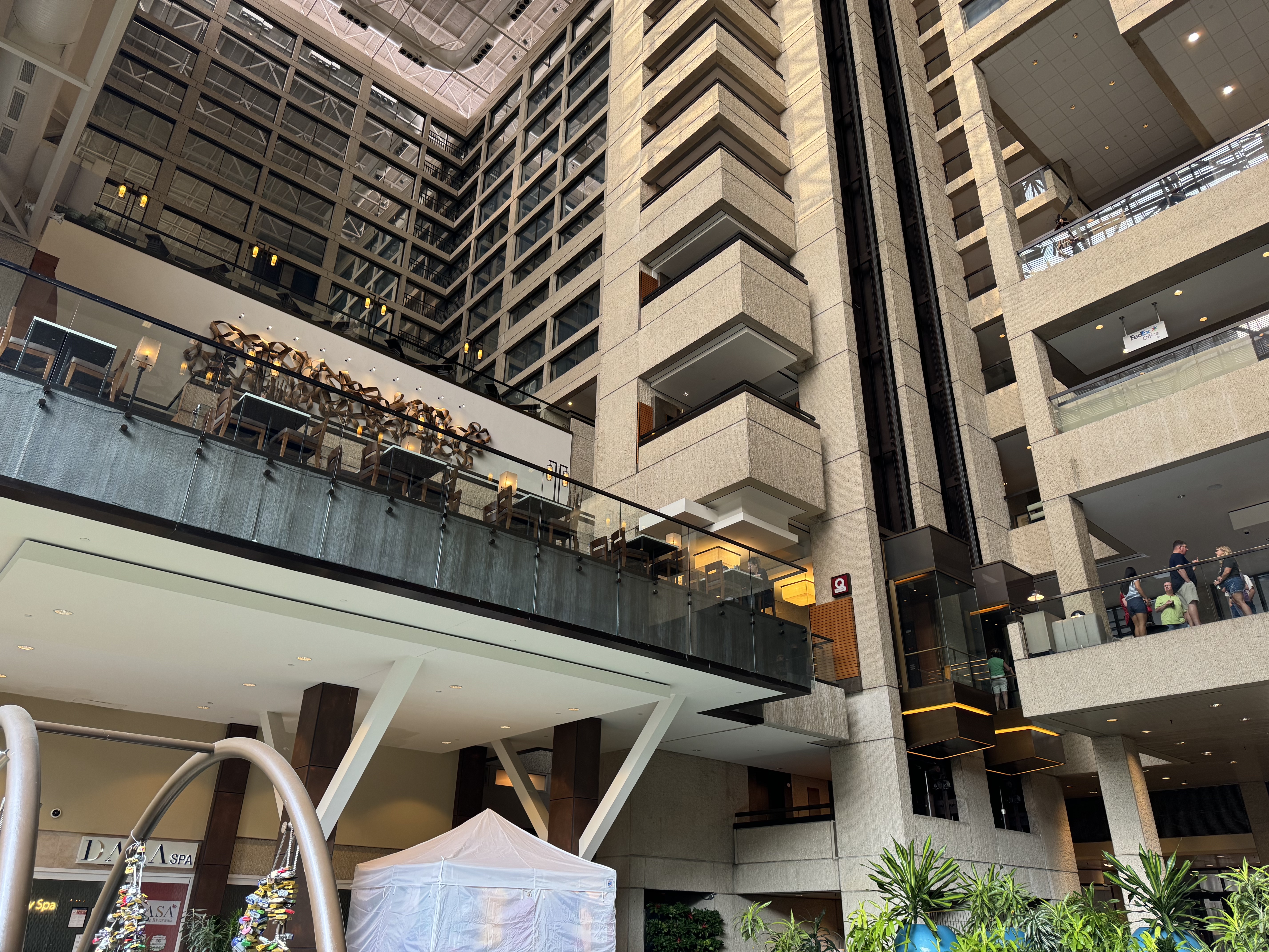Hyatt Regency San Antonio Riverwalk looking up from underground level Hyatt Regency San Antonio Riverwalk looking up from underground level