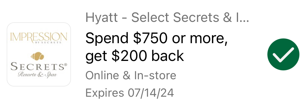Hyatt Secrets Amex Offer