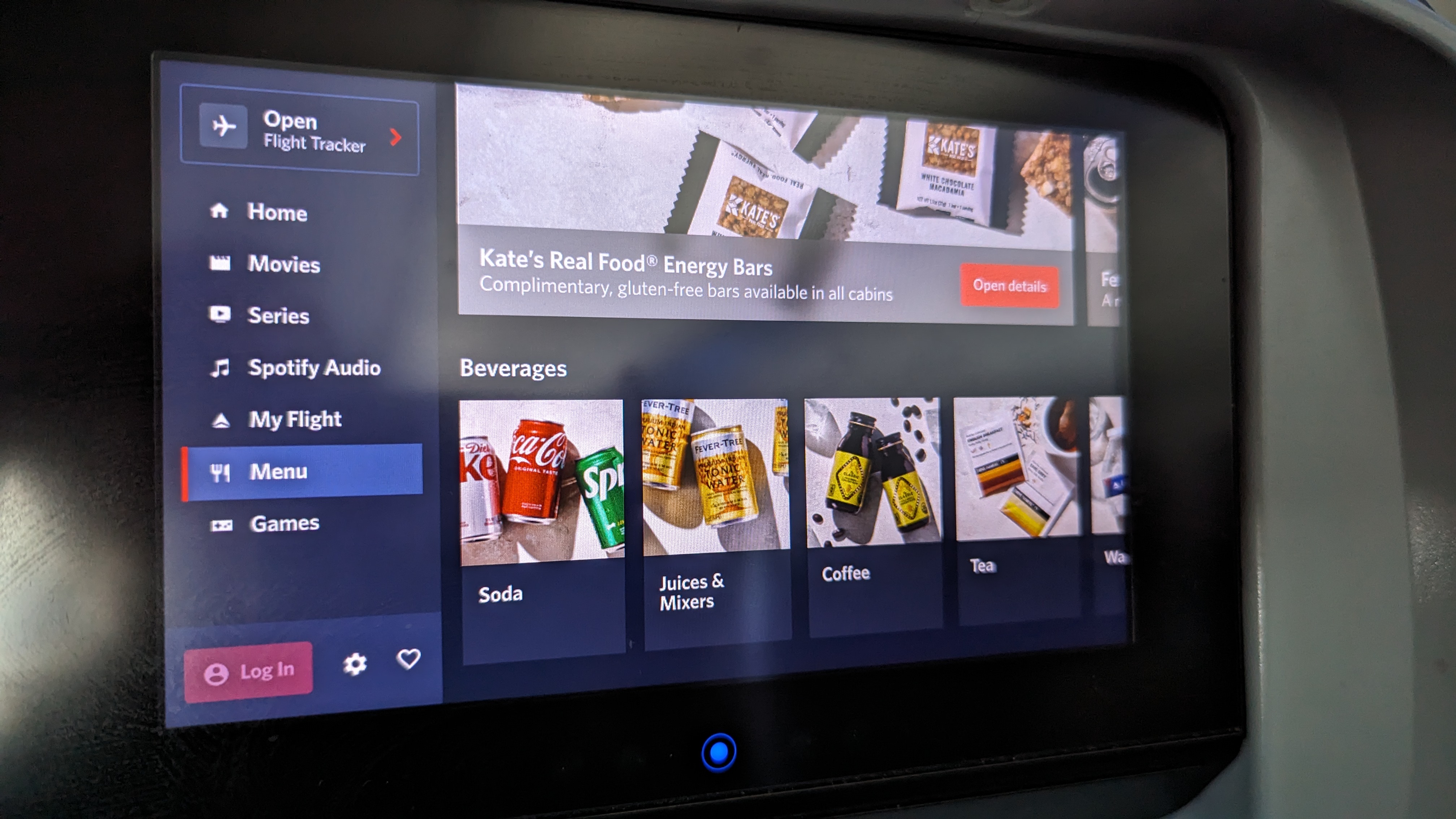 IAH to ATL Delta flight review IFE menu