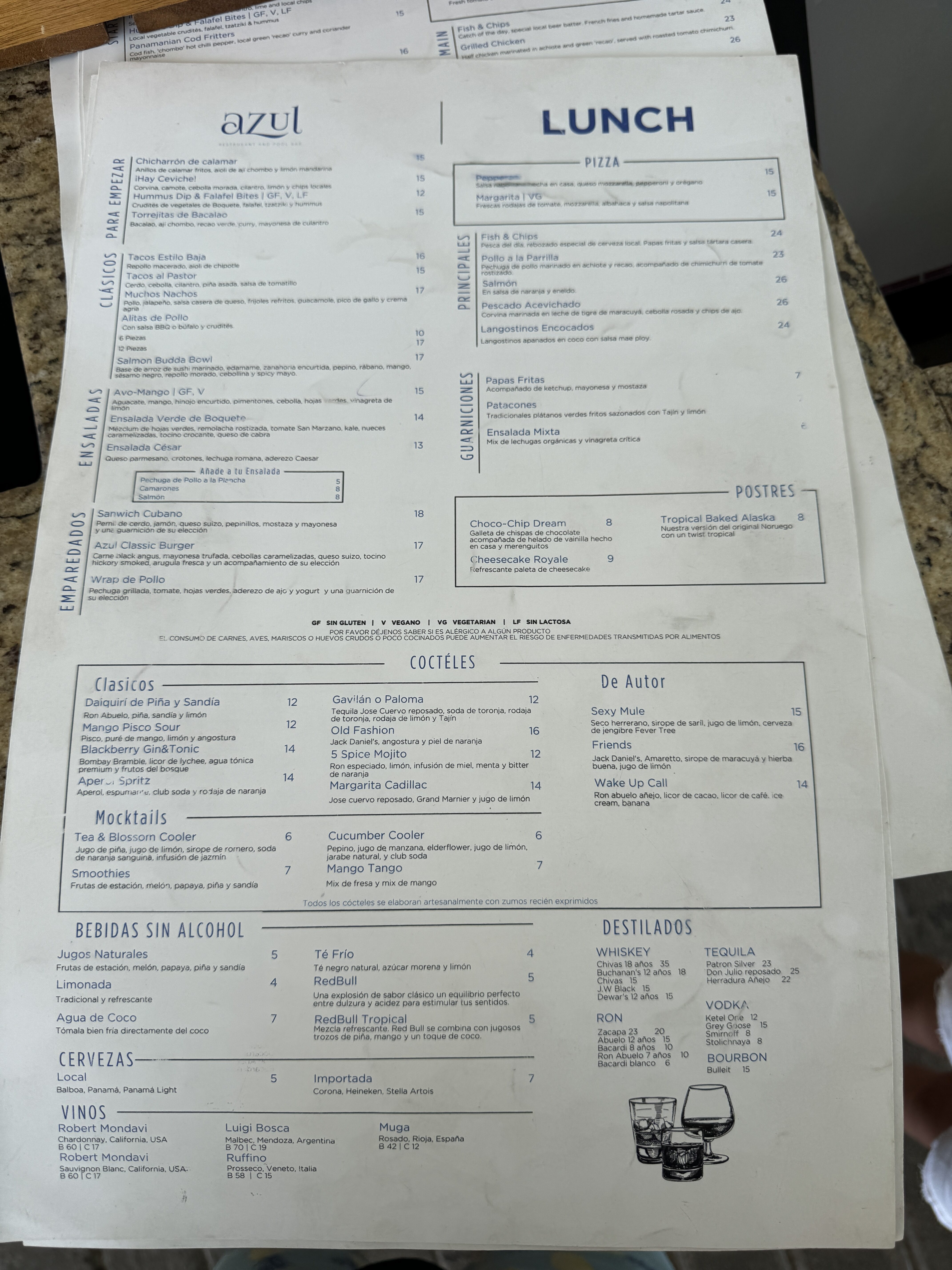 JW Marriott Panama Azul Menu JW Marriott Panama Azul Menu