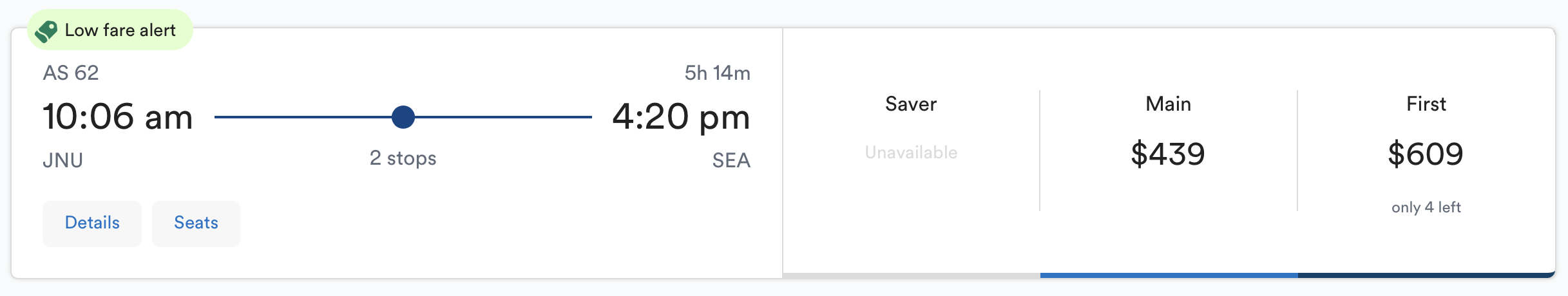 Juneau to Seattle with Stops