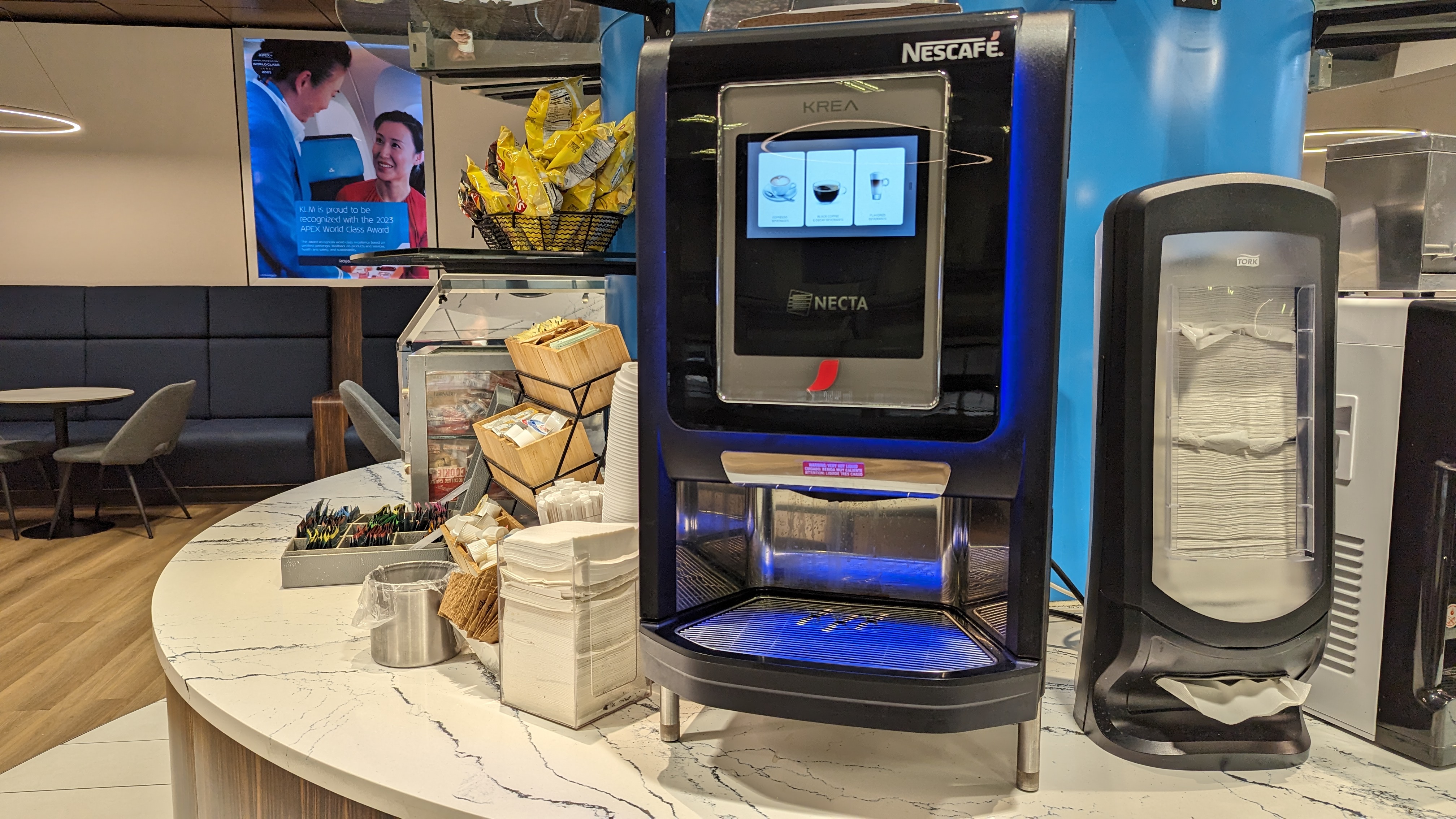 KLM Crown Lounge IAH coffee machine