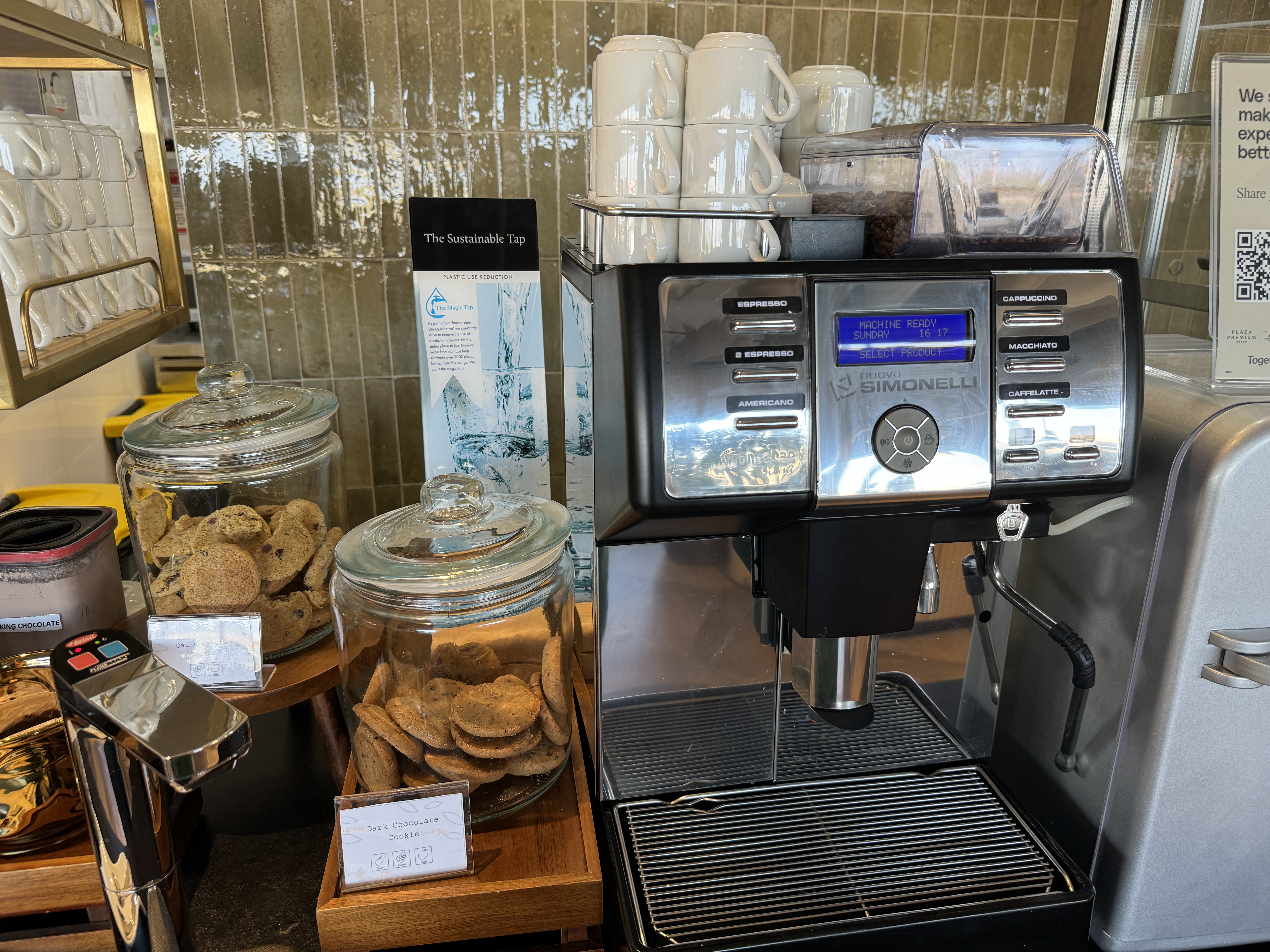 Plaza Premium Lounge NBO coffee cookies