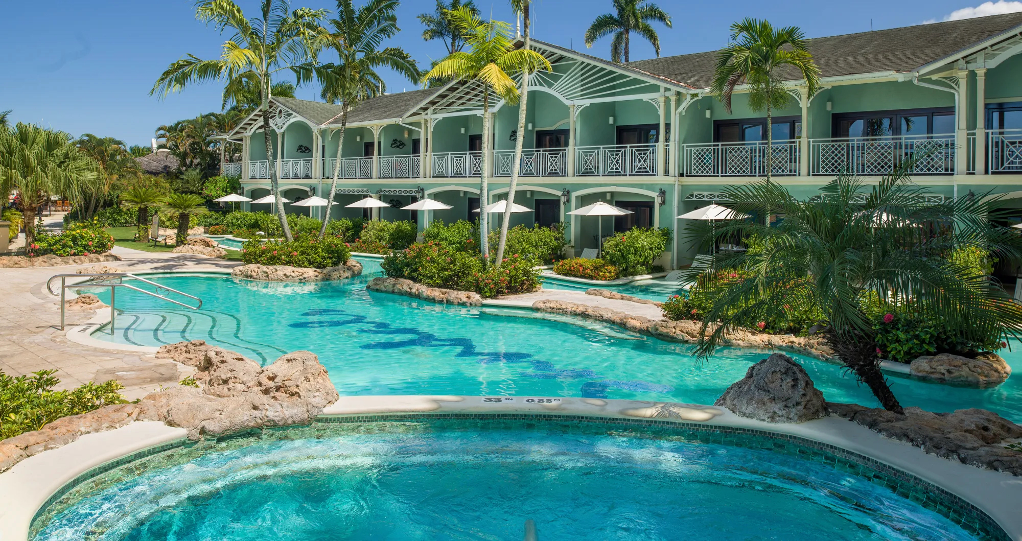 Sandals Negril The pool and jacuzzi at Sandals Negril
