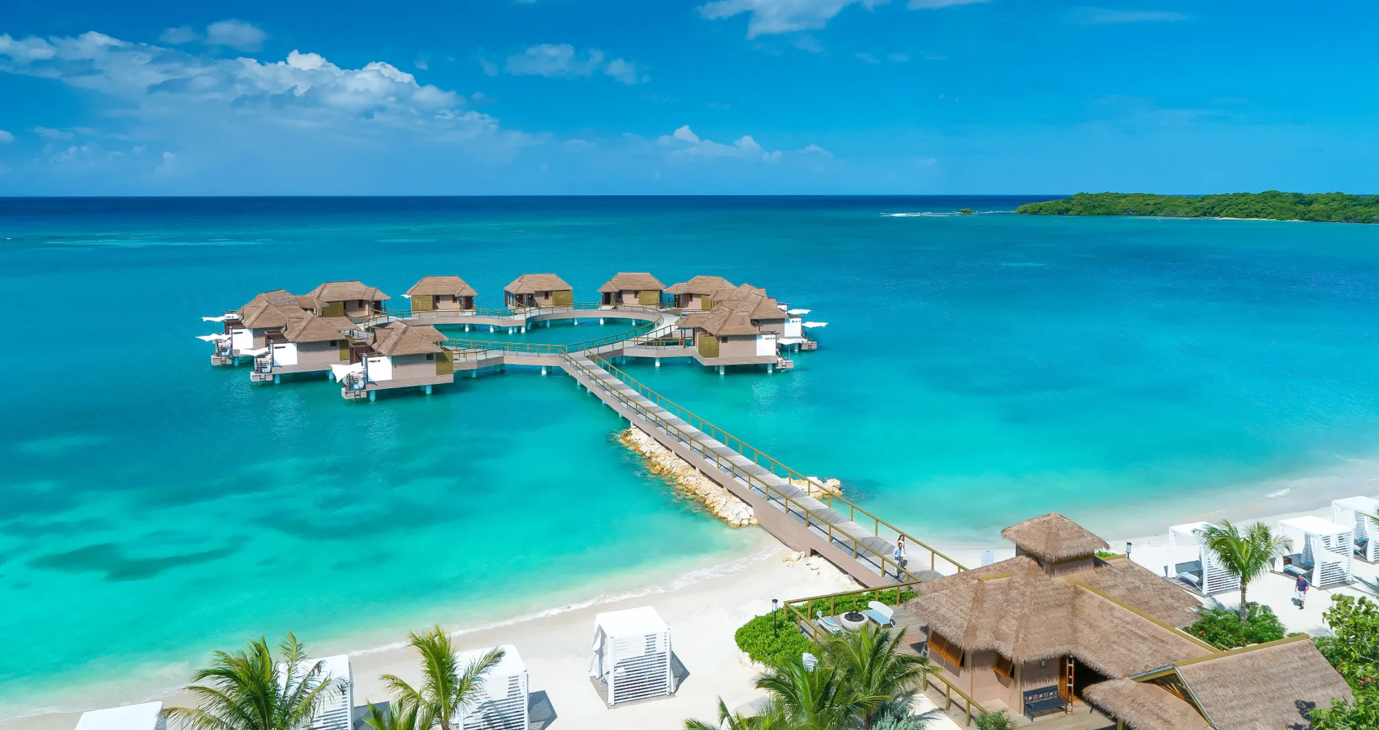 Sandals Whitehouse The overwater bungalows at Sandals Whitehouse.