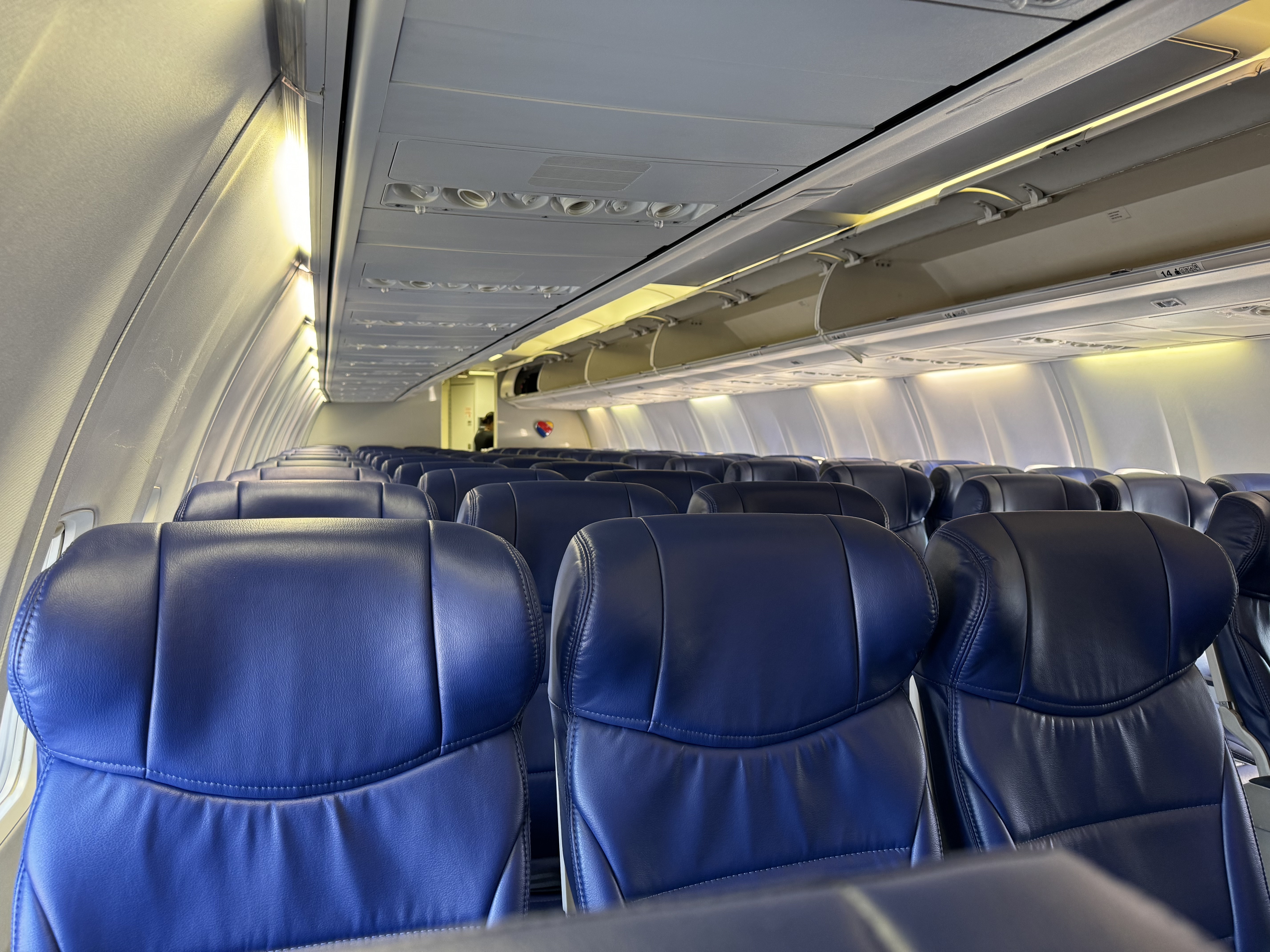 Southwest Airlines Boeing 737 empty seats in cabin Southwest Airlines Boeing 737 empty seats in cabin