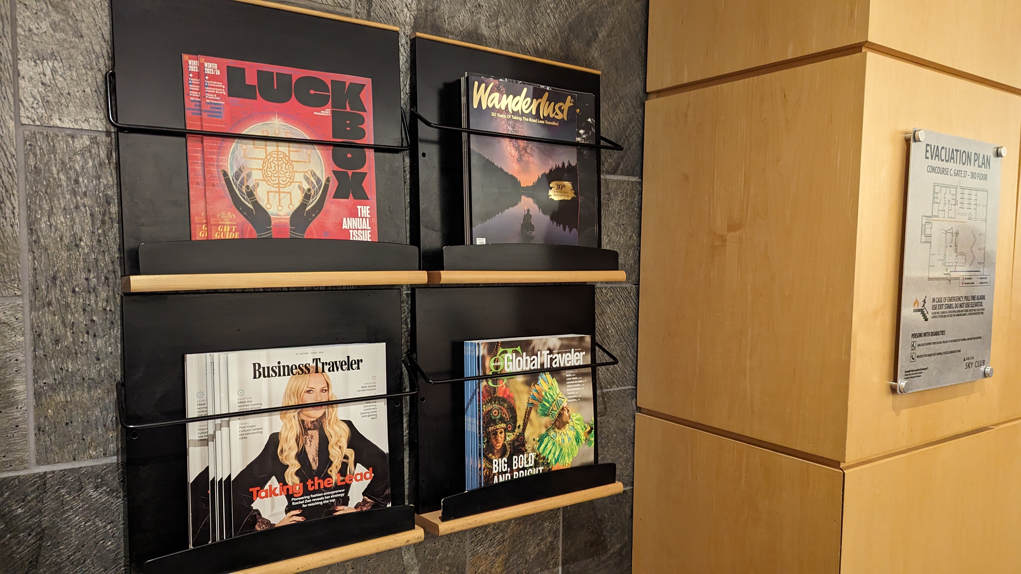 Terminal C Delta Sky Club at Hartsfield Jackson Atlanta International Airport magazines