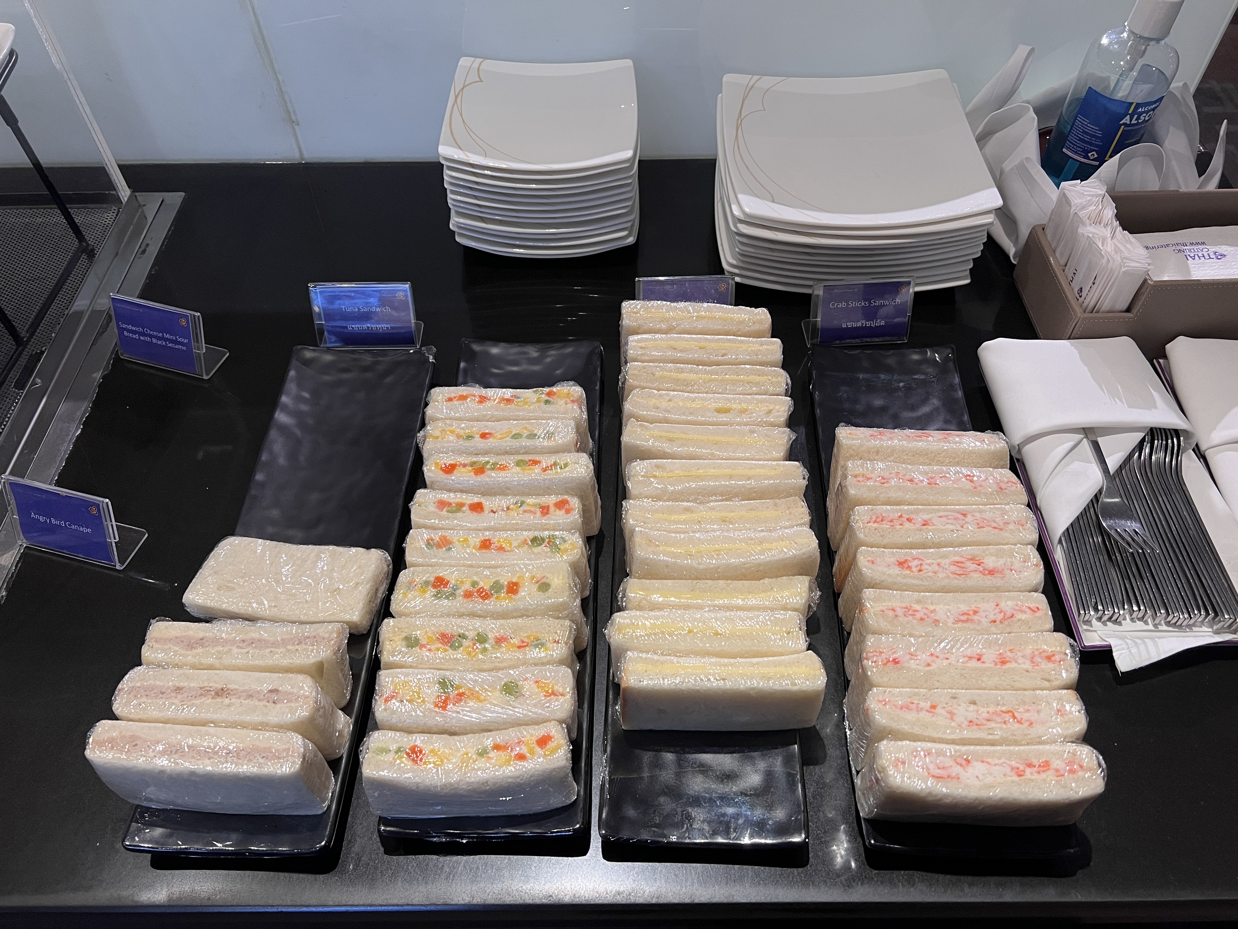 Thai Airways Royal Silk Lounge sandwiches Thai Airways Royal Silk Lounge sandwiches