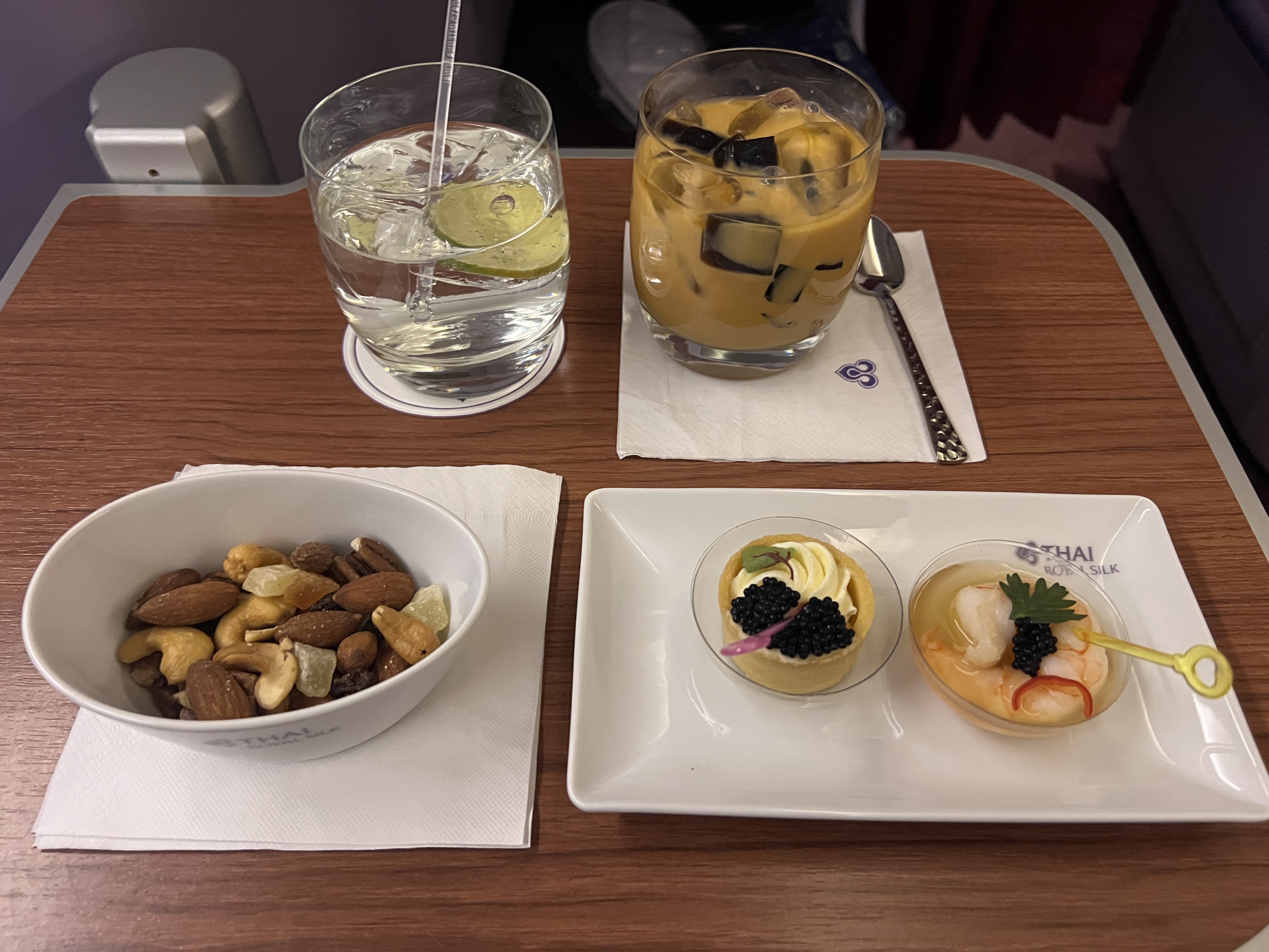 Thai Airways Royal Silk business class 777 300er Amuse bouche Thai Airways Royal Silk business class 777 300er Amuse bouche