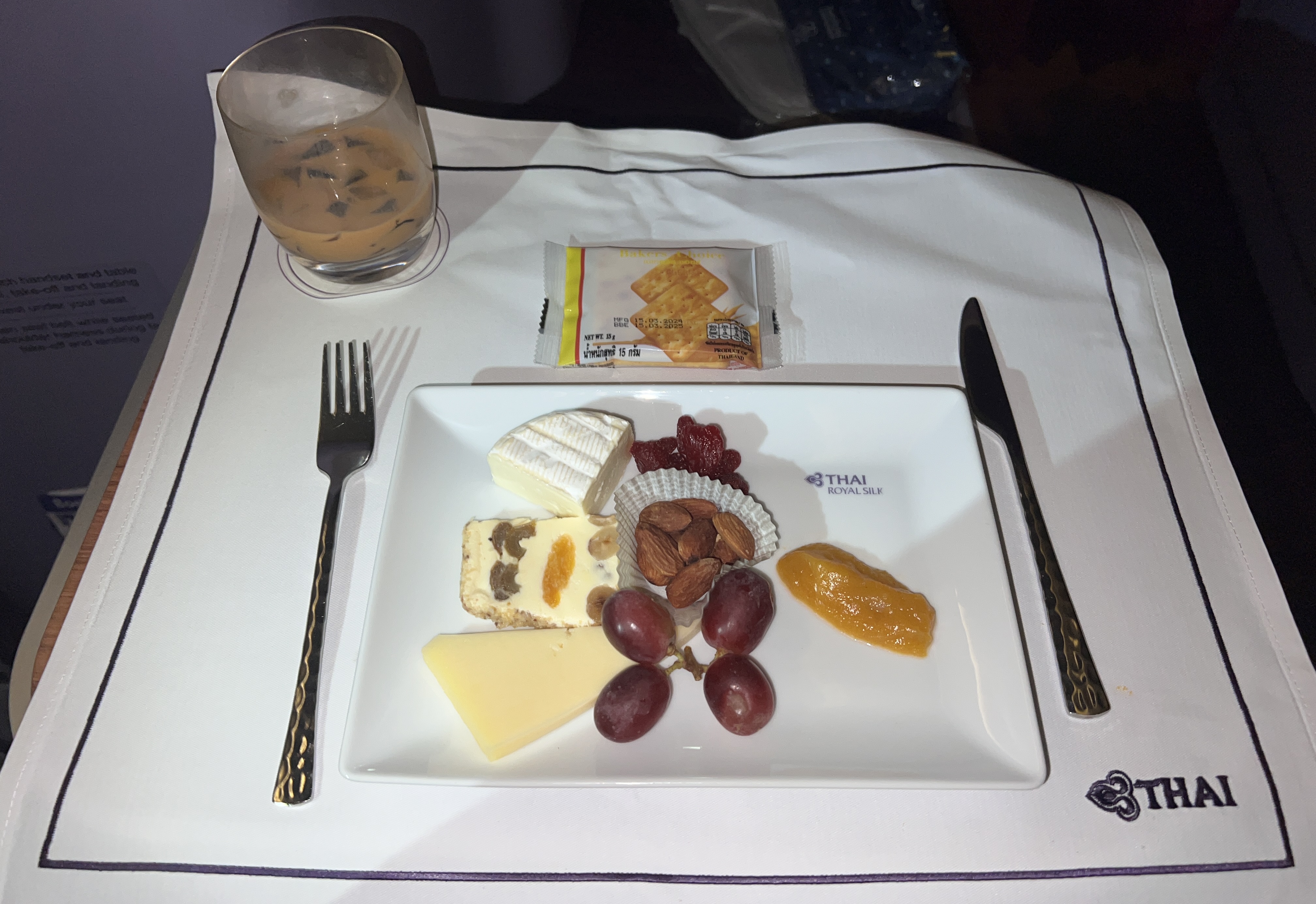 Thai Airways Royal Silk business class 777 300er assorted cheeses Thai Airways Royal Silk business class 777 300er assorted cheeses