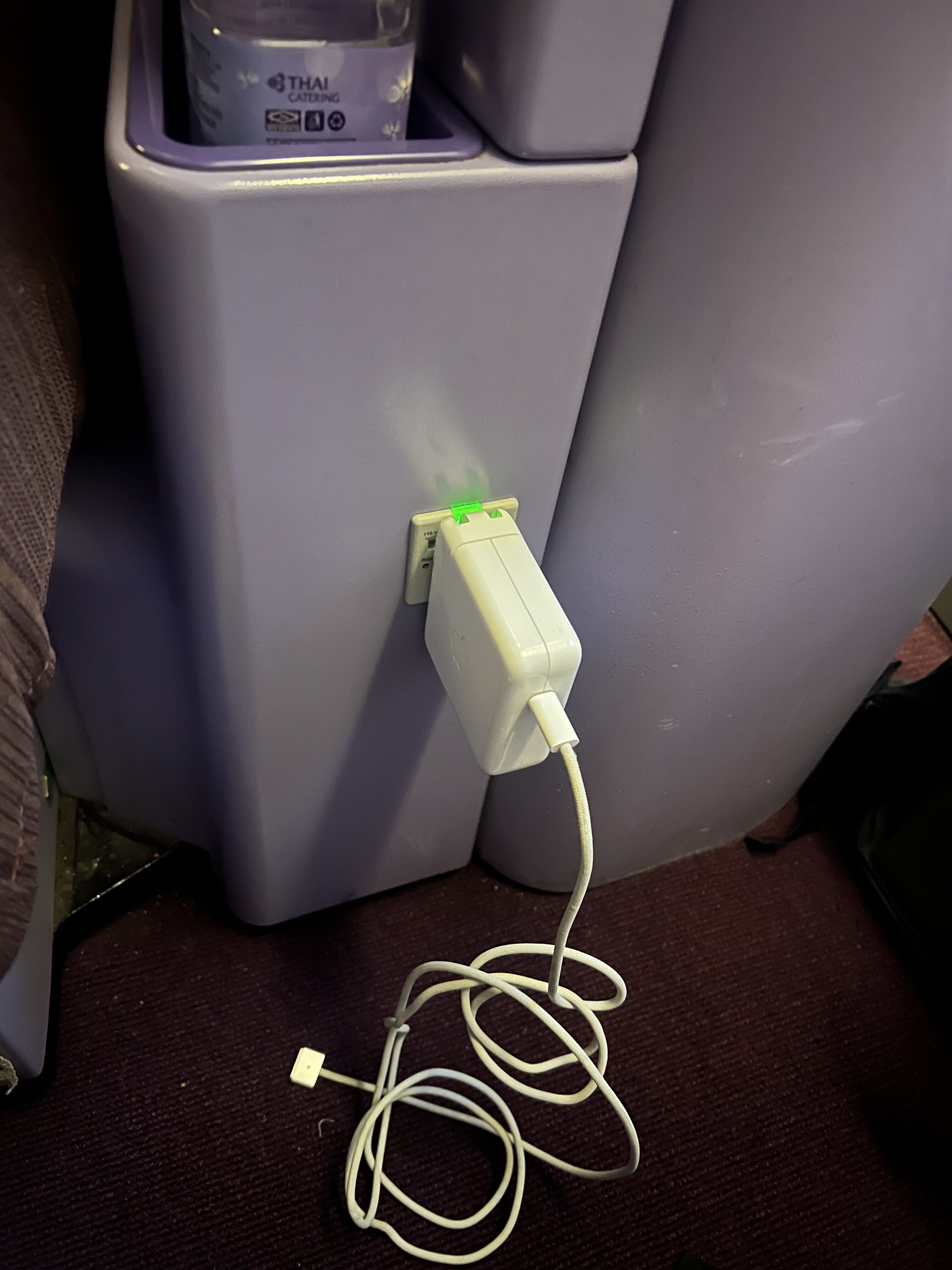Thai Airways Royal Silk business class 777 300er power outlet Thai Airways Royal Silk business class 777 300er power outlet