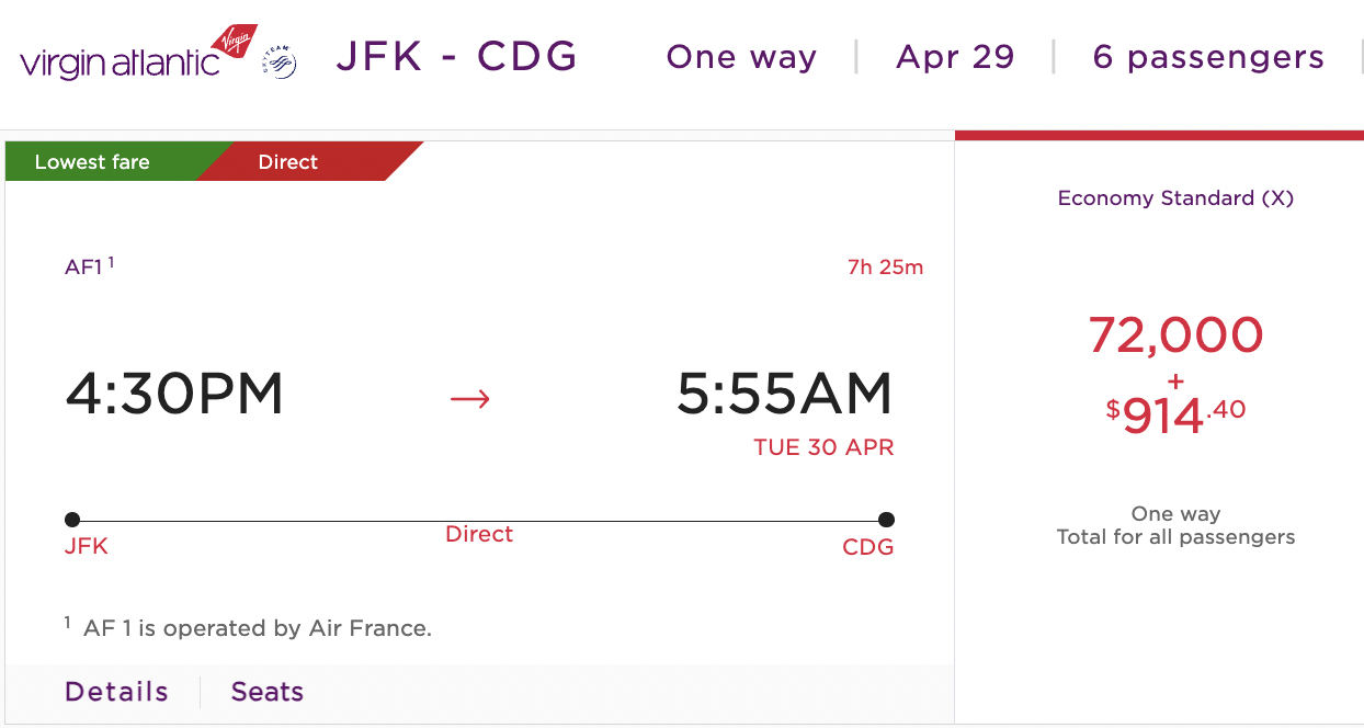 Virgin Air France One Way Economy Awards Virgin Air France One Way Economy Awards