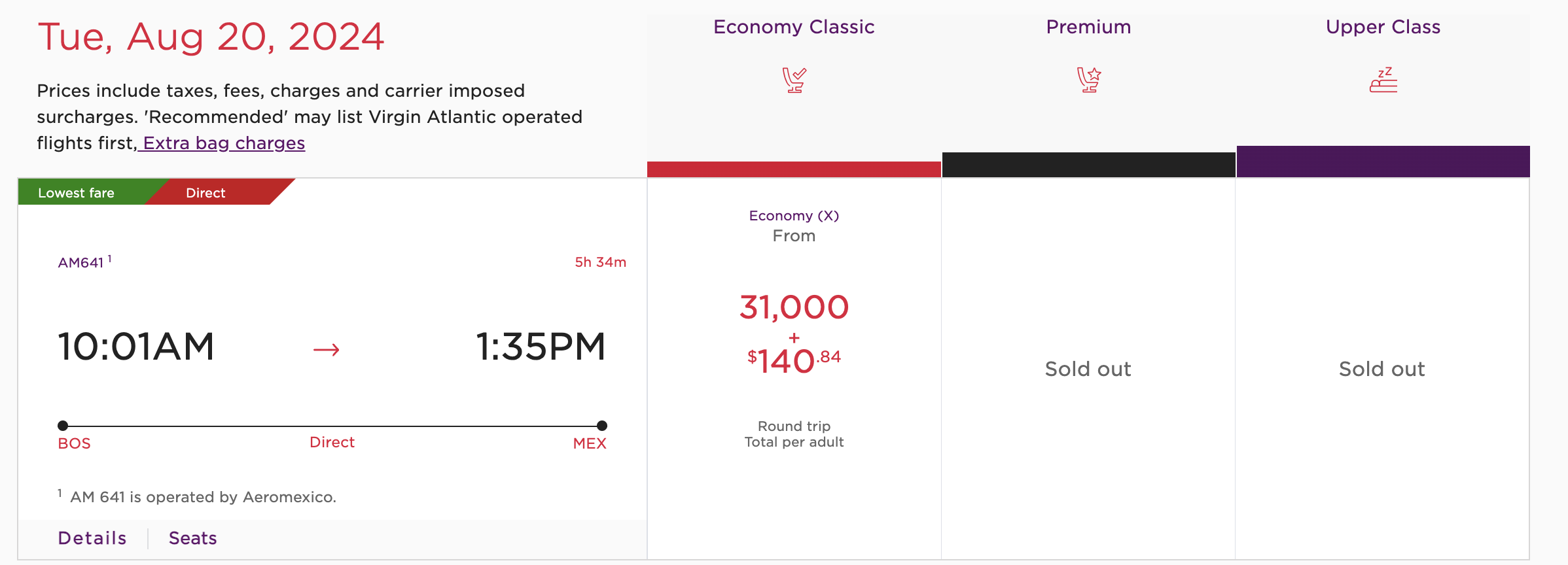 Virgin Atlantic points BOS MEX Virgin Atlantic points BOS MEX