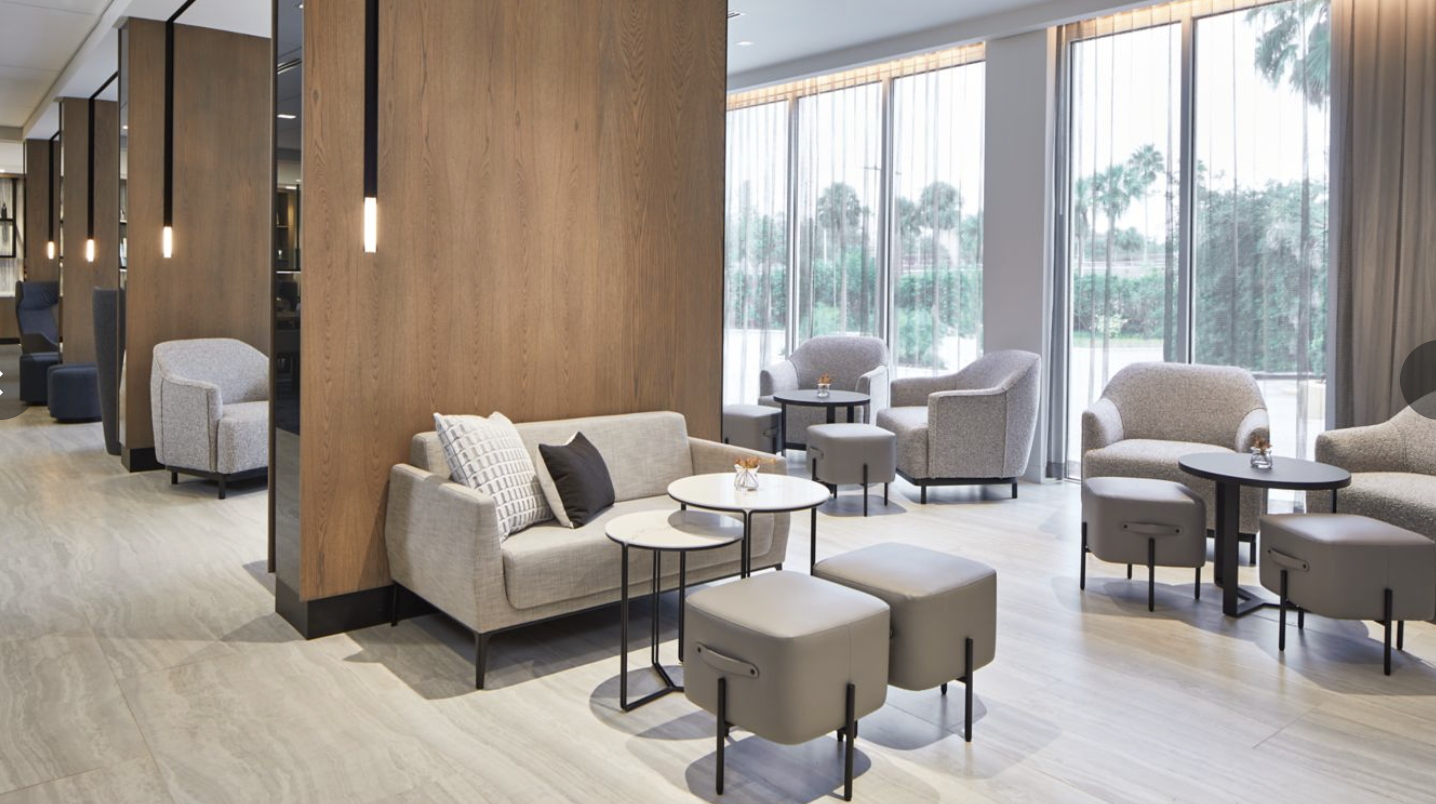 AC Lounge seating at the AC Hotel Orlando Lake Buena Vista AC Lounge seating at the AC Hotel Orlando Lake Buena Vista