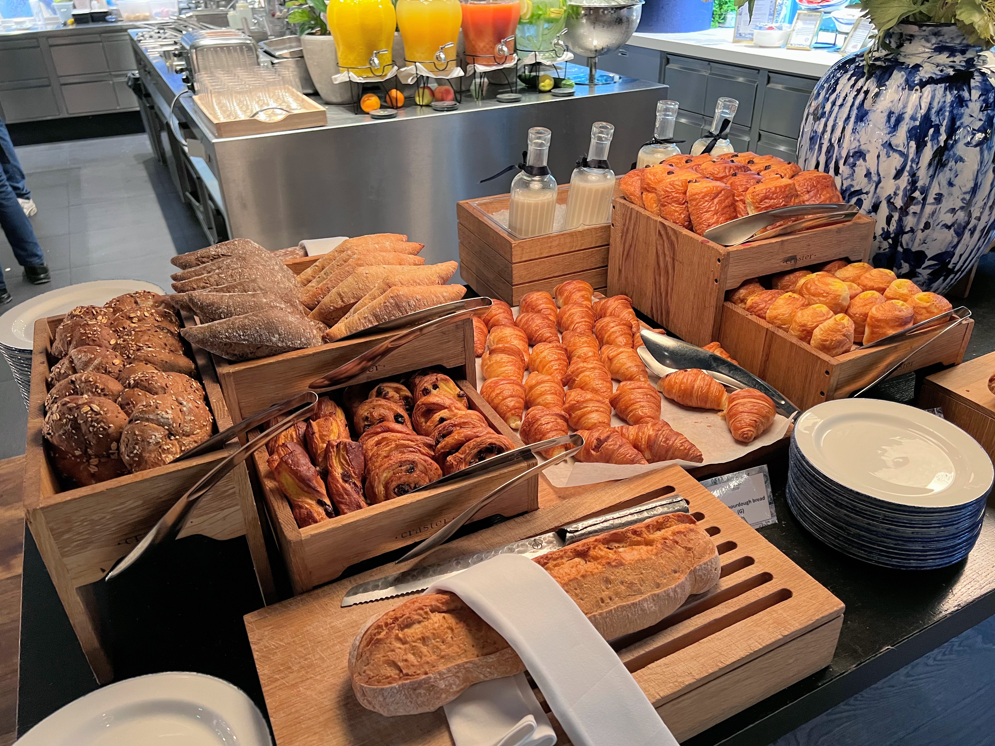 Andaz Amsterdam breakfast buffet pastries and bread Andaz Amsterdam breakfast buffet pastries and bread