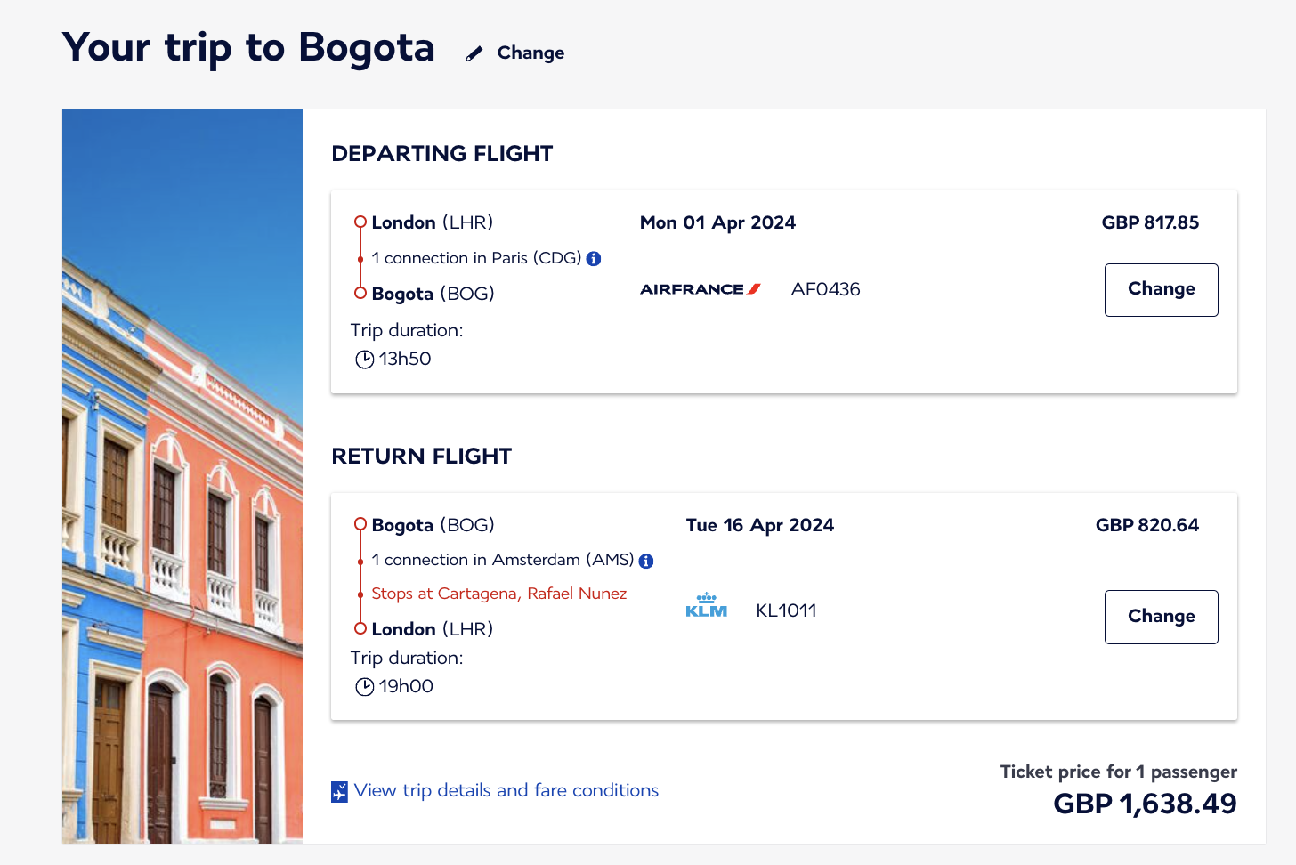 Bogota trip confirmation with Air France KLM Bogota trip confirmation with Air France KLM