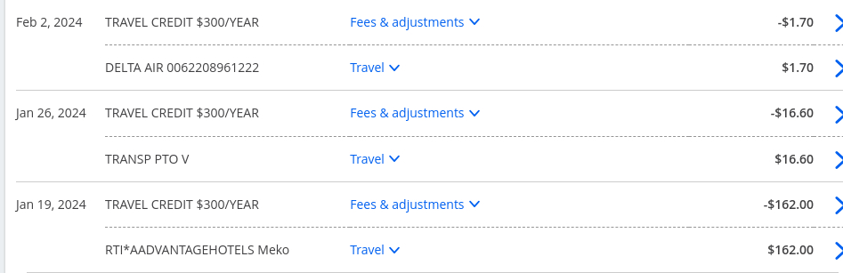 Chase Travel Credit Screenshot Chase Travel Credit Screenshot