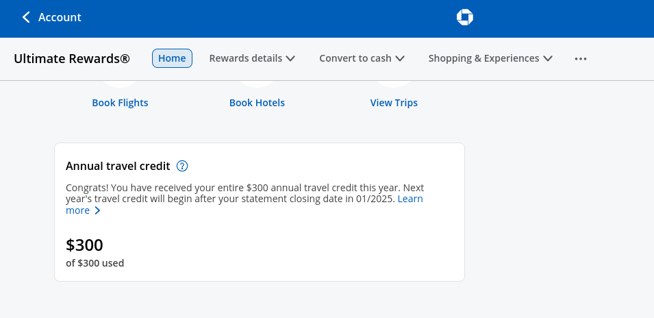 Chase Travel Credit Tracker Chase Travel Credit Tracker