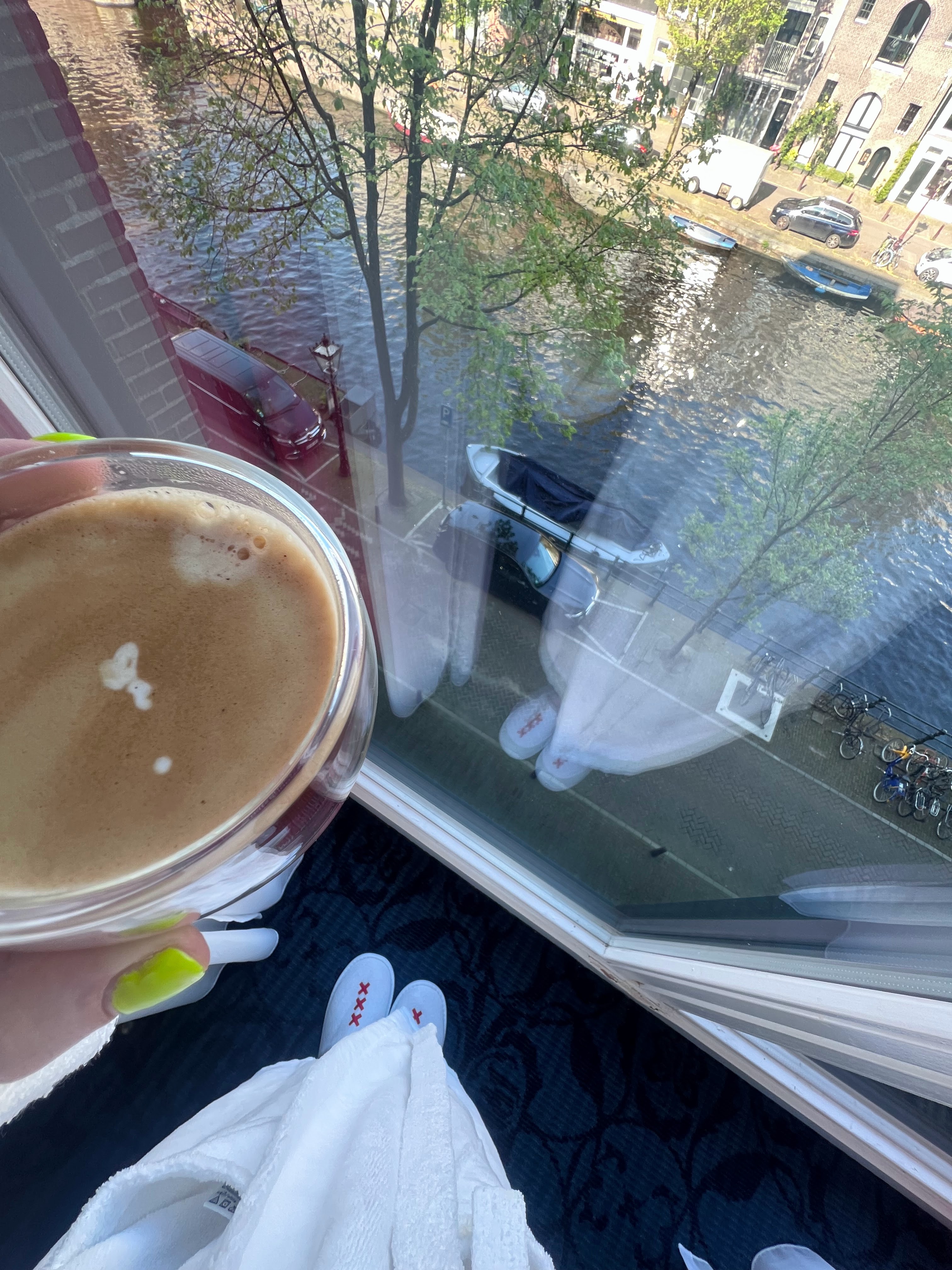 Coffee with a canal view Coffee with a canal view