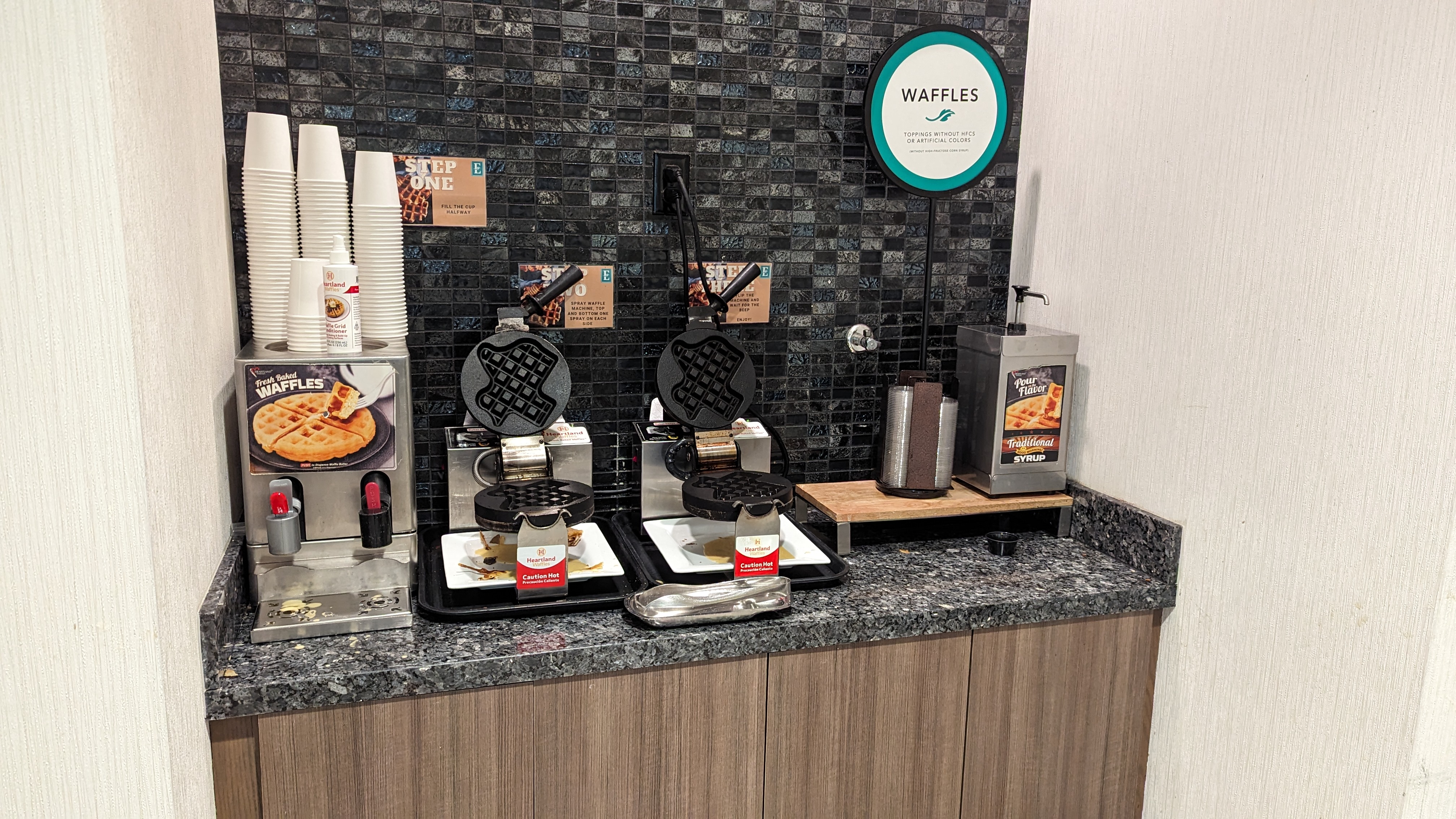 Embassy Suites by Hilton The Woodlands at Hughes Landing food and beverage breakfast buffet waffles