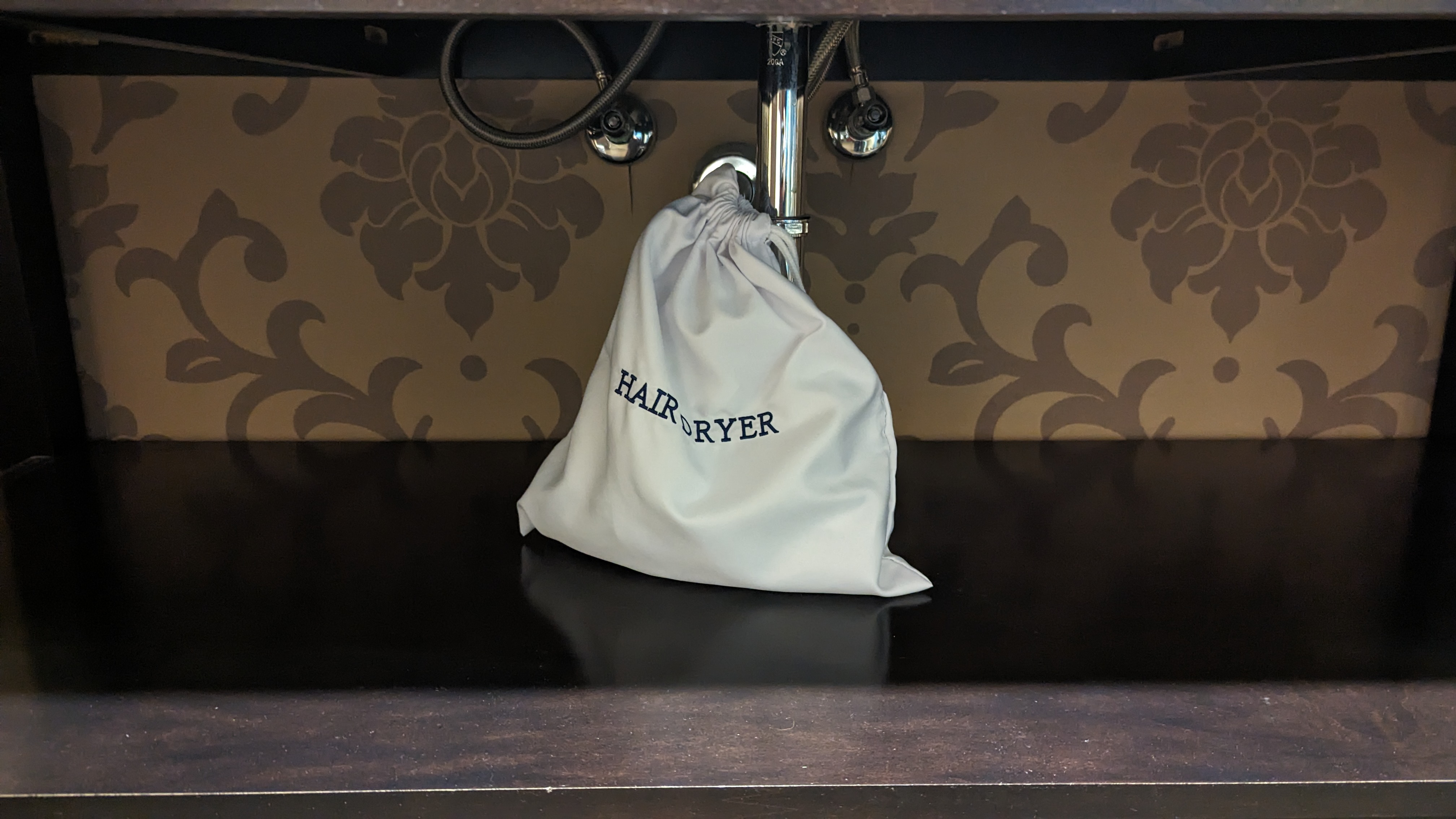 Hampton Inn Suites Hope guestroom bathroom hair dryer