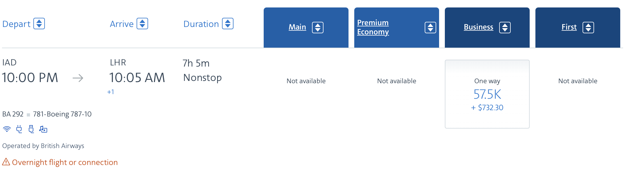 IAD LHR BA Business Availability IAD LHR BA Business Availability