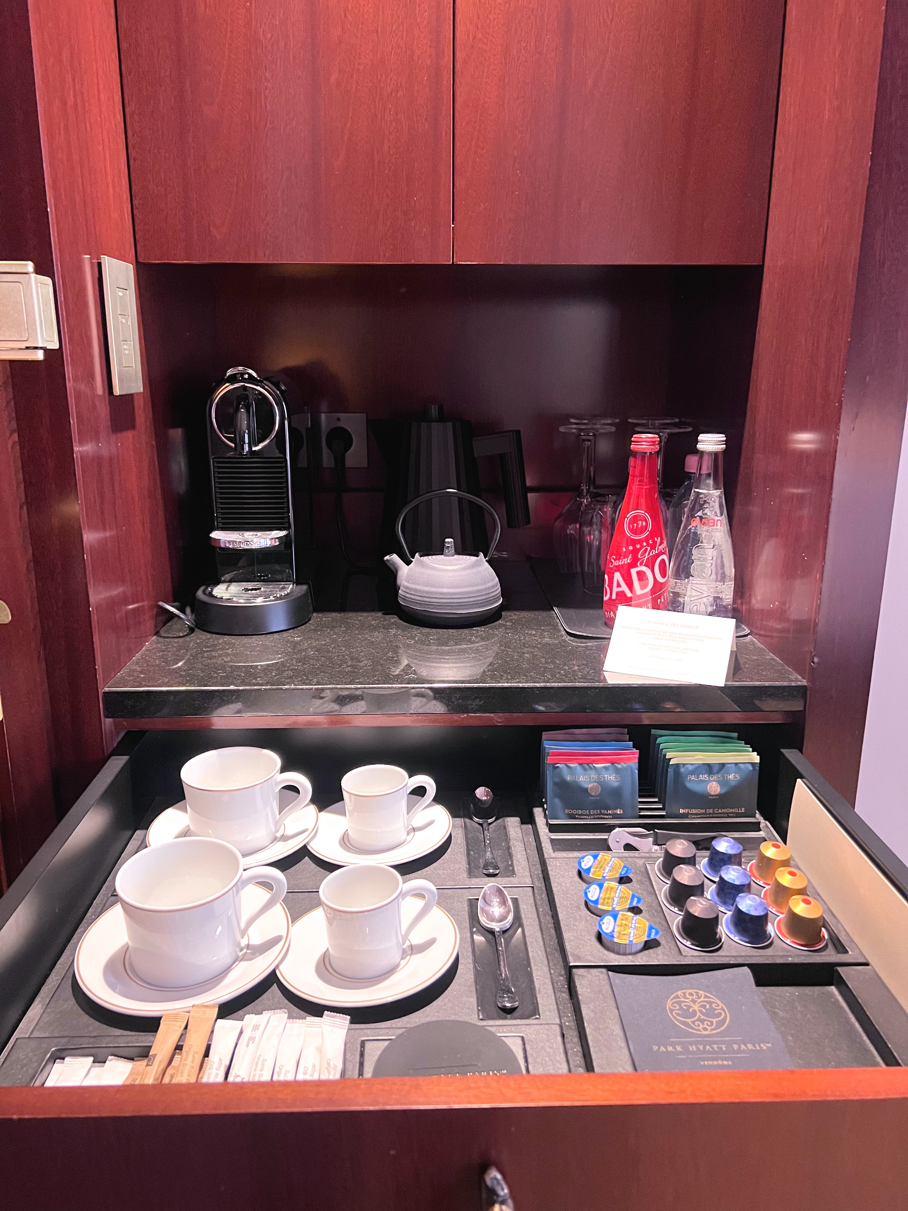 In room coffee and tea at Park Hyatt Paris In room coffee and tea at Park Hyatt Paris