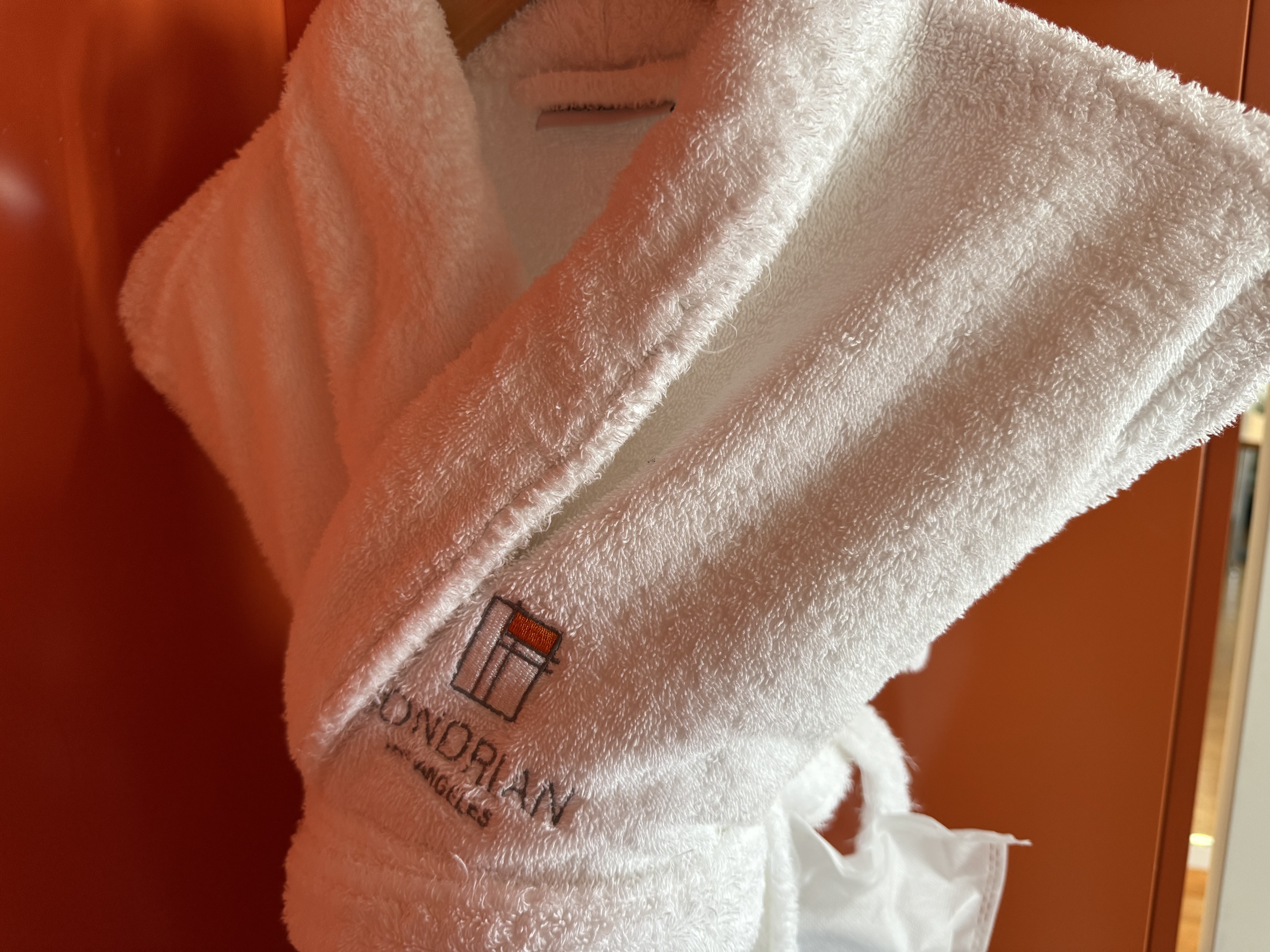 Mondrian Los Angeles deluxe studio suite robes with emblem Mondrian Los Angeles deluxe studio suite robes with emblem