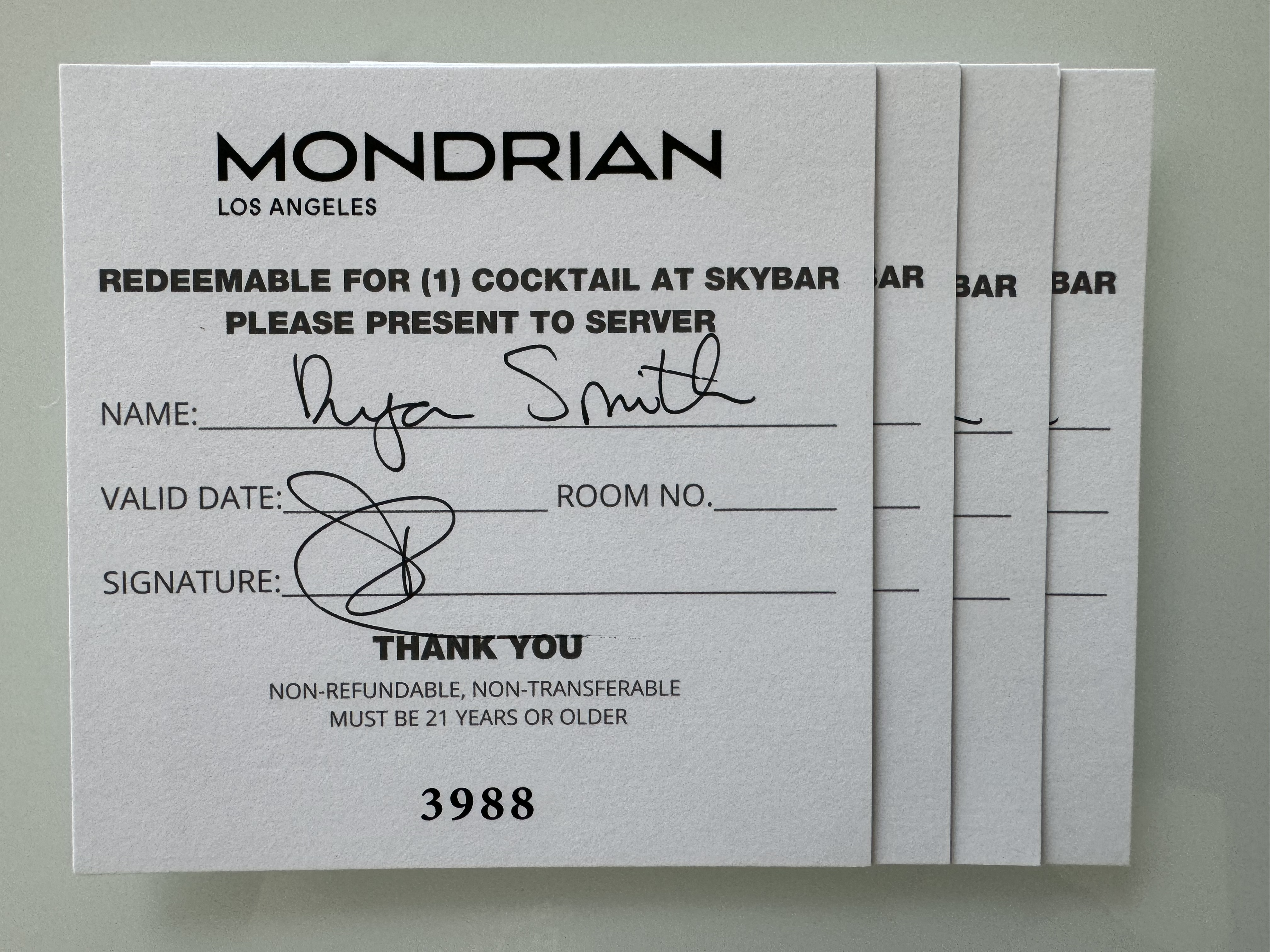 Mondrian Los Angeles deluxe studio suite sitting area drink vouchers Mondrian Los Angeles deluxe studio suite sitting area drink vouchers