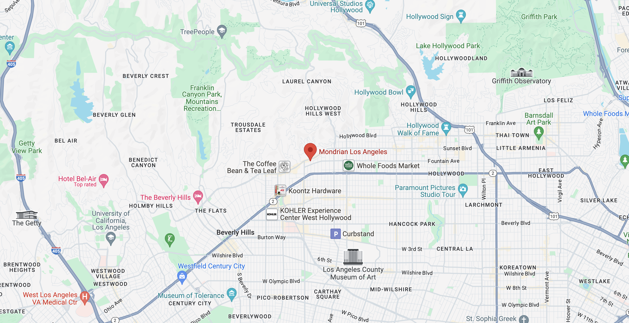 Mondrian Los Angeles location Mondrian Los Angeles location