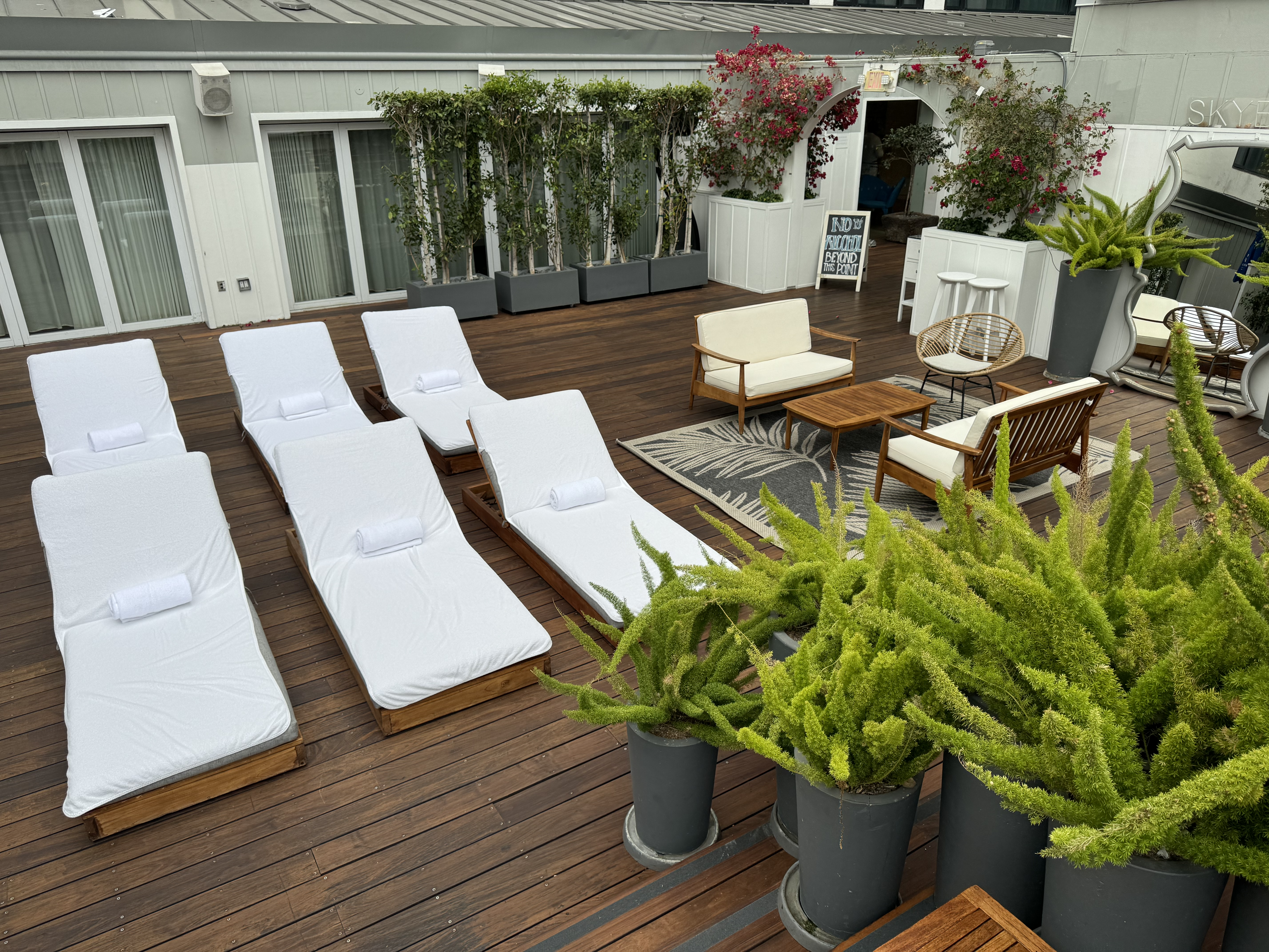 Mondrian Los Angeles pool area lower deck Mondrian Los Angeles pool area lower deck