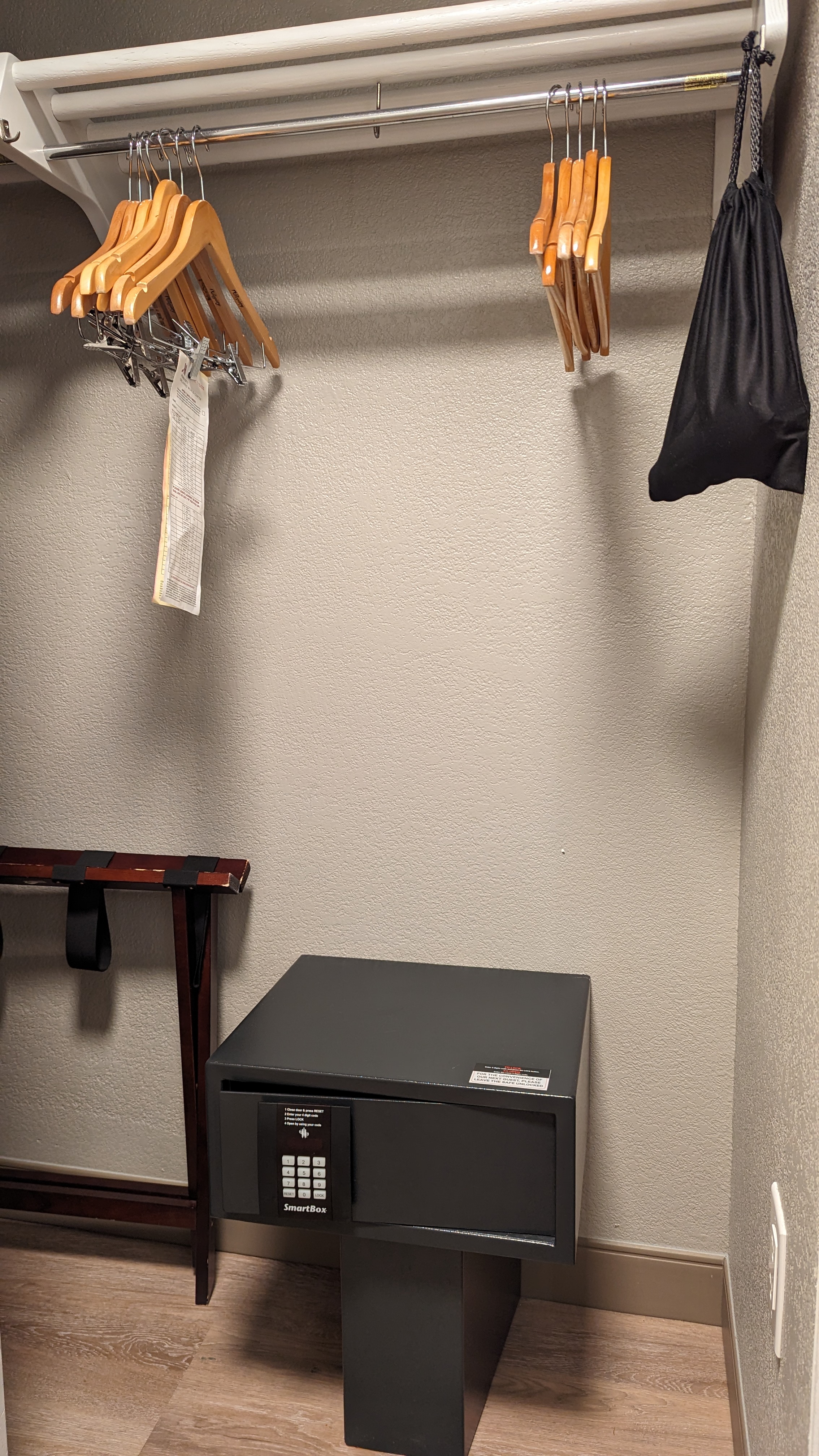 Orlando World Center Marriott 2 Queen Ambassador Suite bedroom closet with safe Orlando World Center Marriott 2 Queen Ambassador Suite bedroom closet with safe