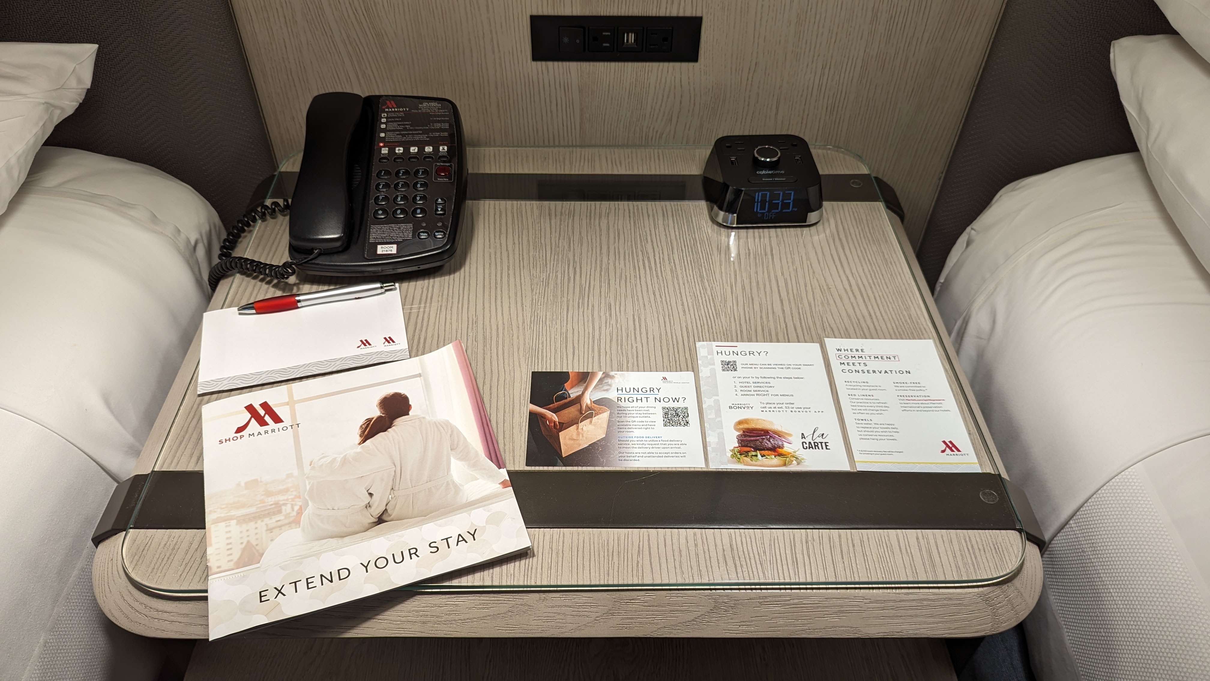 Orlando World Center Marriott 2 Queen Ambassador Suite bedroom room service info Orlando World Center Marriott 2 Queen Ambassador Suite bedroom room service info