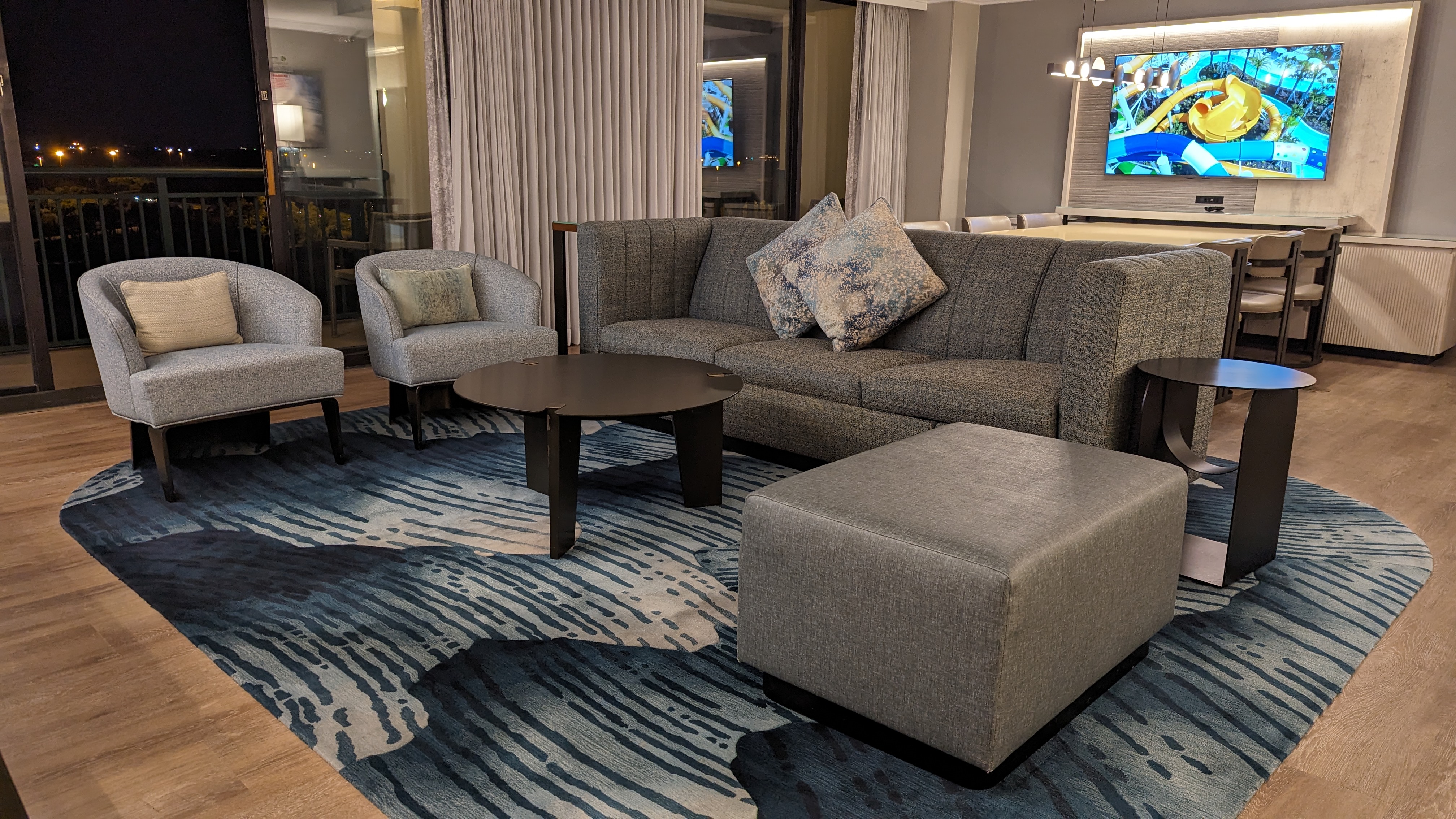 Orlando World Center Marriott 2 Queen Ambassador Suite living room sofa bed and seating Orlando World Center Marriott 2 Queen Ambassador Suite living room sofa bed and seating