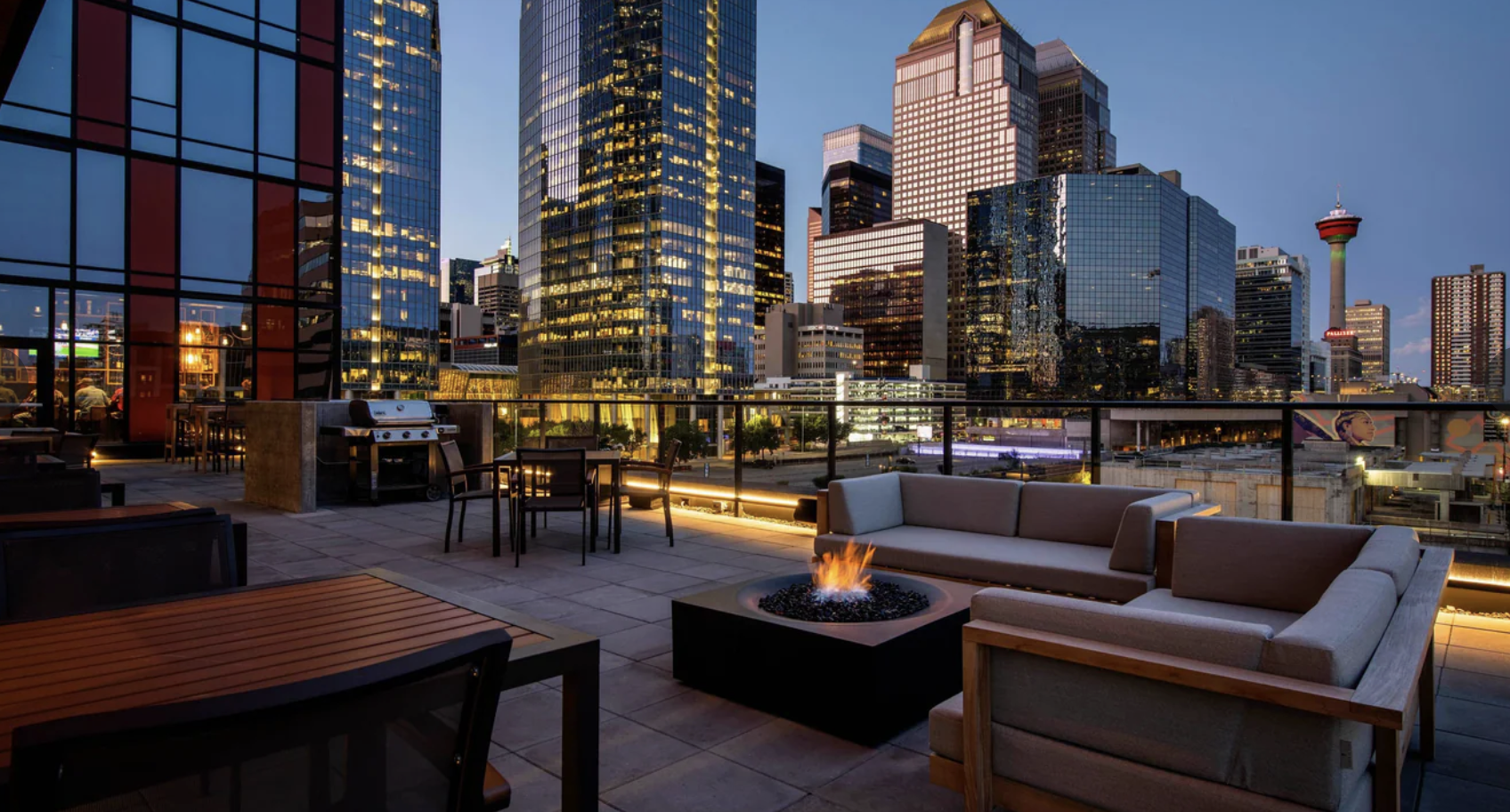 Residence Inn Calgary Downtown Beltline District Hearth Room Outdoor Patio Residence Inn Calgary Downtown Beltline District Hearth Room Outdoor Patio