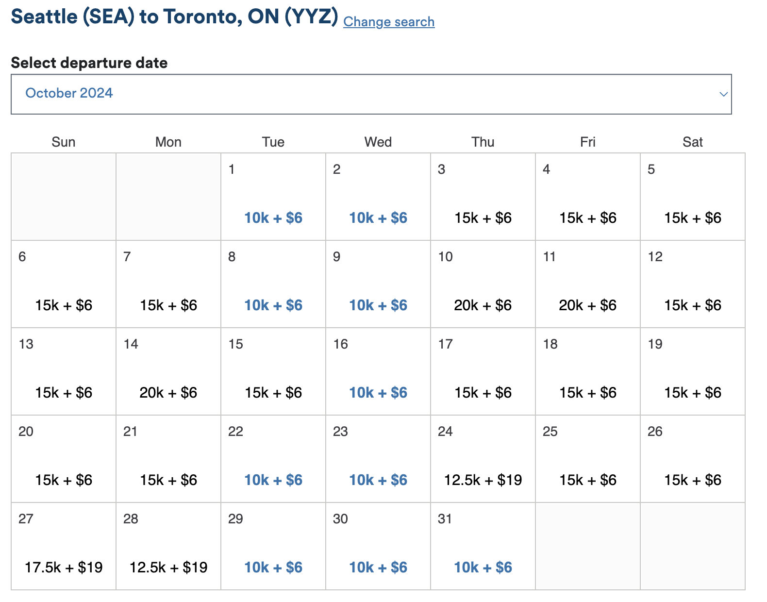 SEA YYZ miles SEA YYZ miles