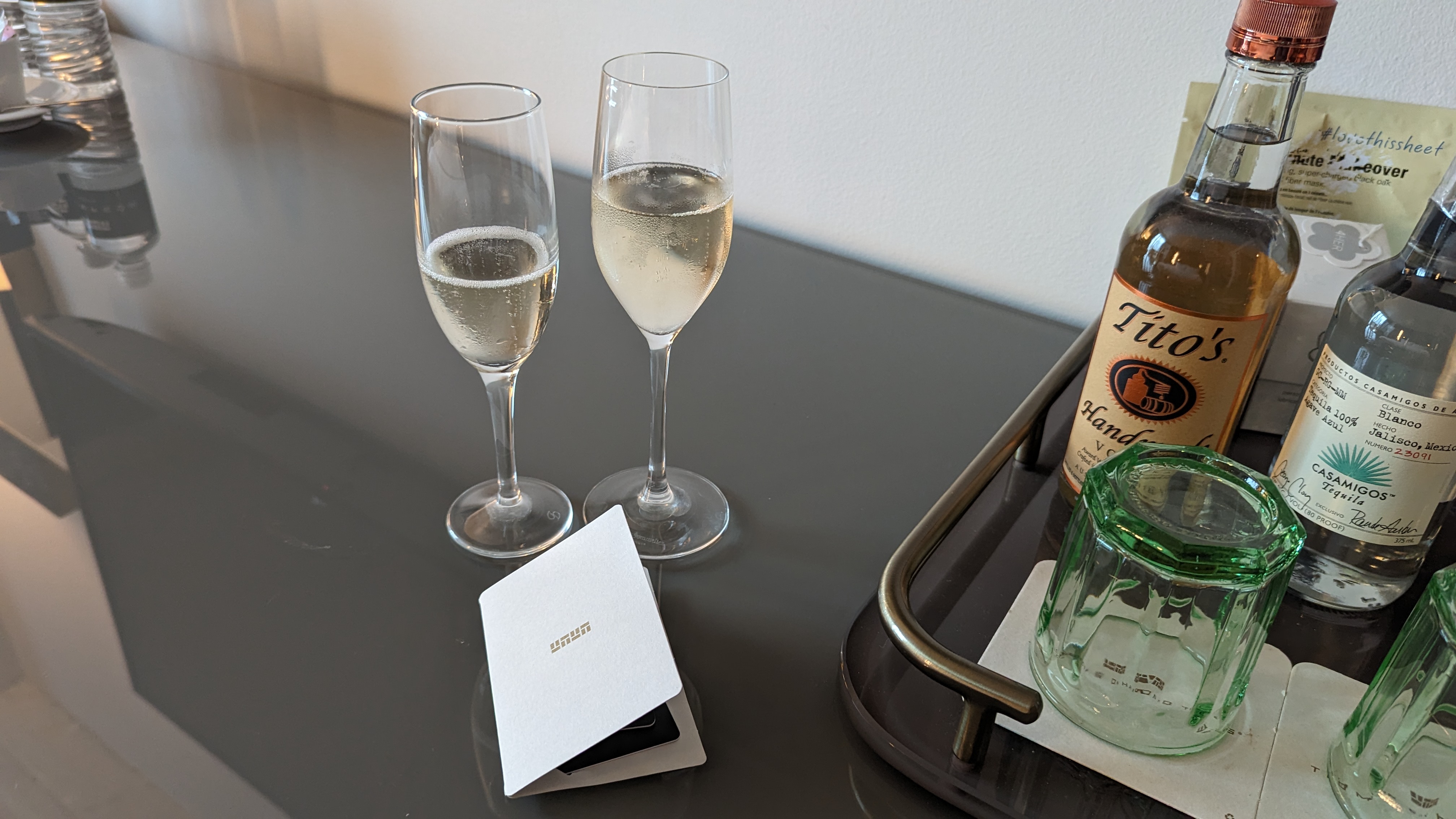 Thompson Austin checking in welcome champagne Thompson Austin checking in welcome champagne