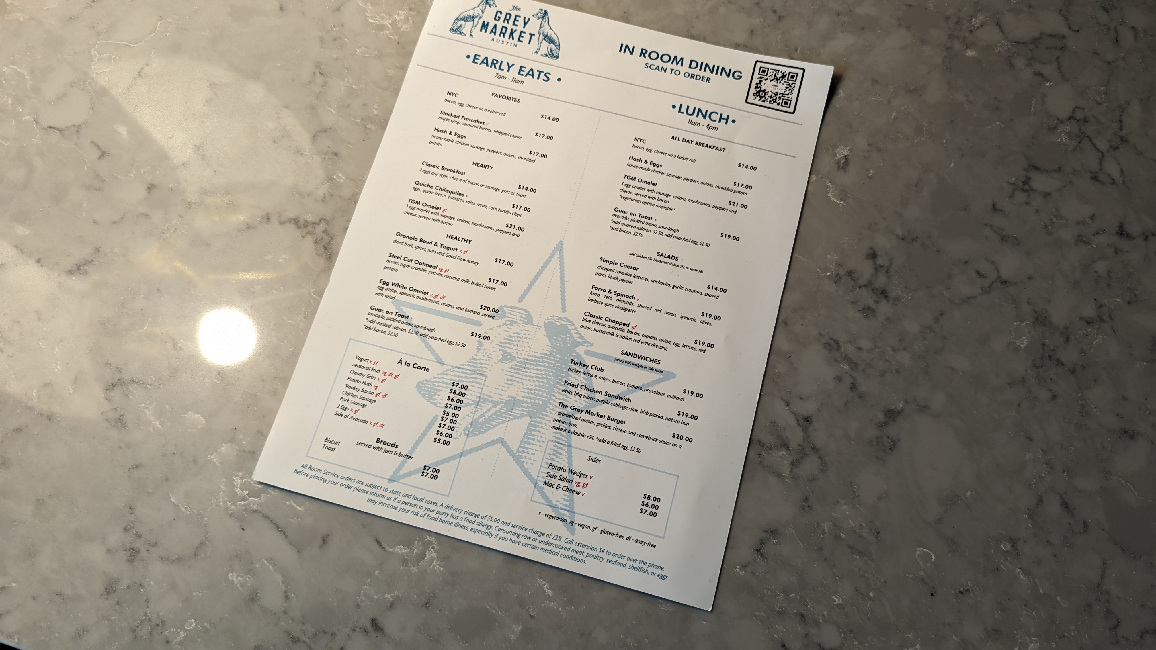Thompson Austin food and beverage in room dining menu Thompson Austin food and beverage in room dining menu