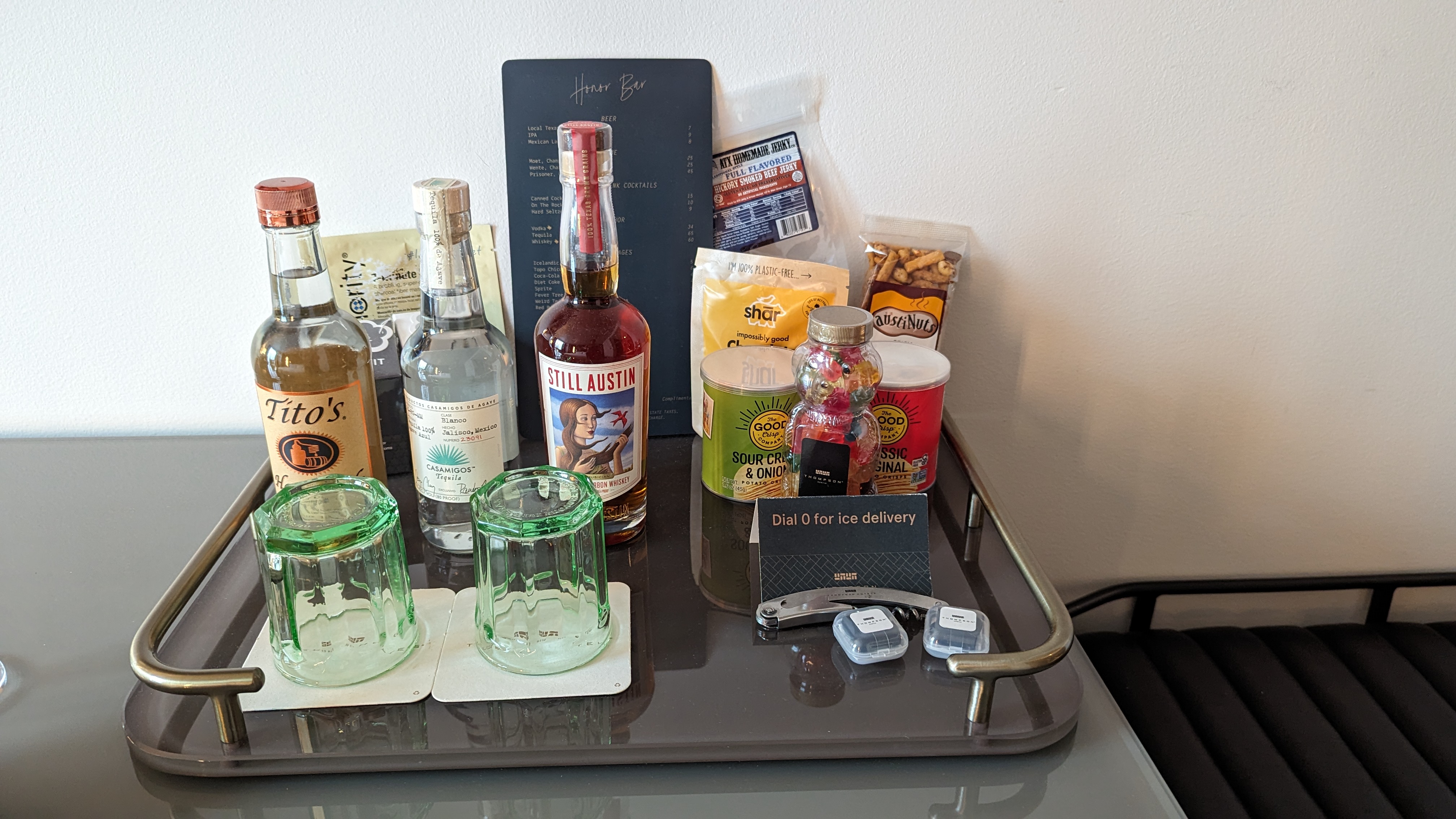 Thompson Austin room mini bar Thompson Austin room mini bar