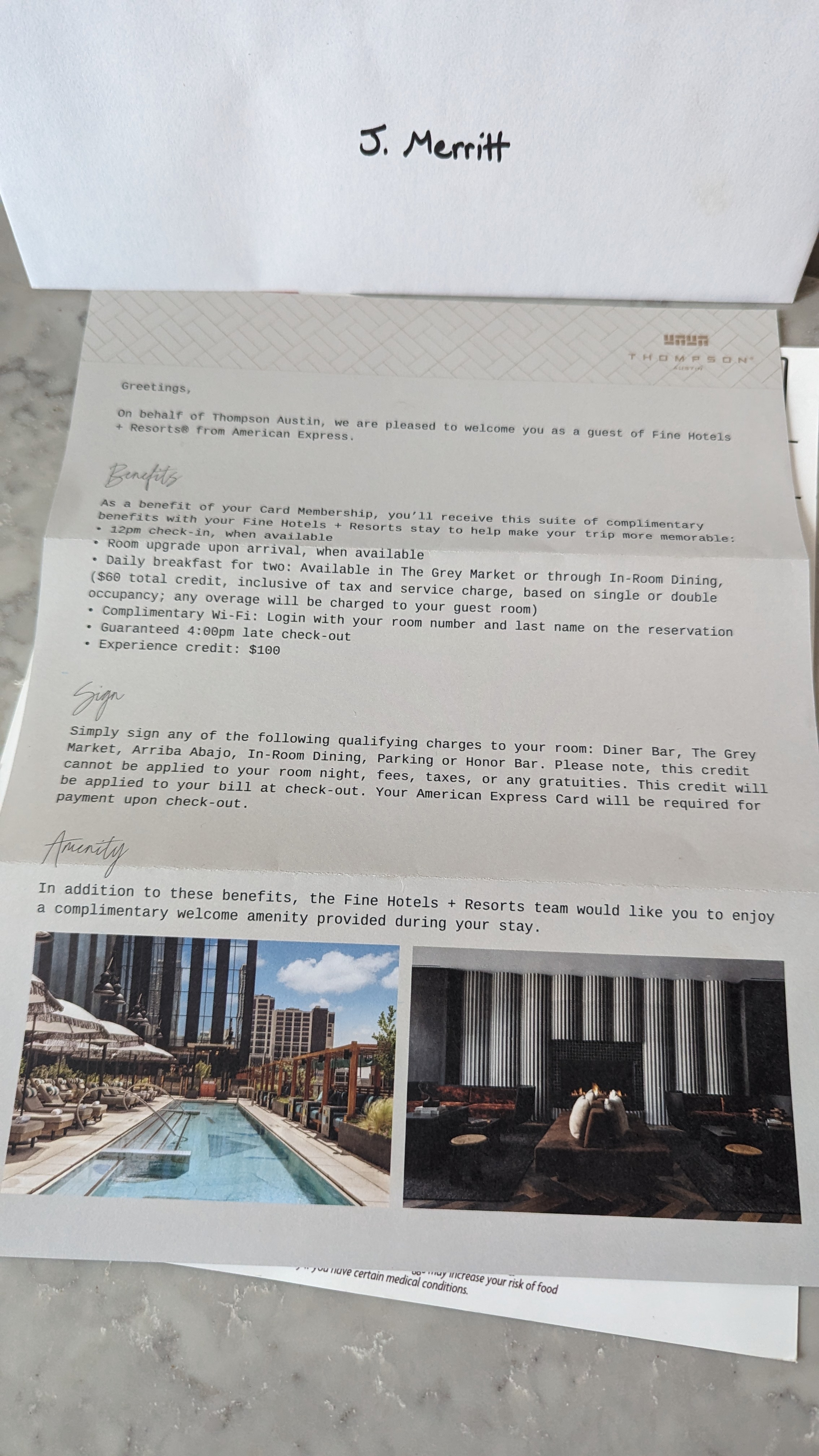 Thompson Austin welcome letter Thompson Austin welcome letter