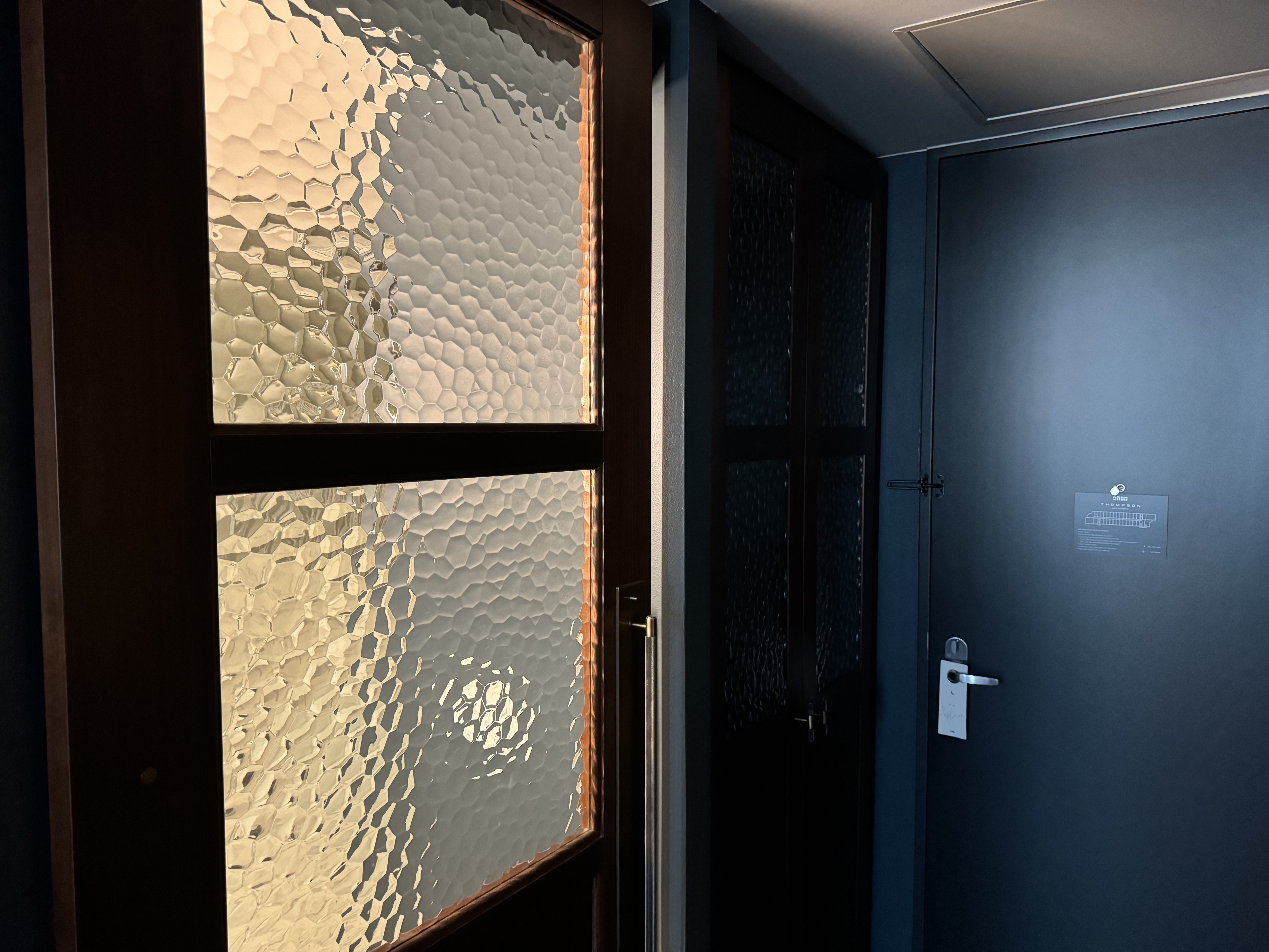 Thompson San Antonio Riverwalk bathroom sliding door Thompson San Antonio Riverwalk bathroom sliding door