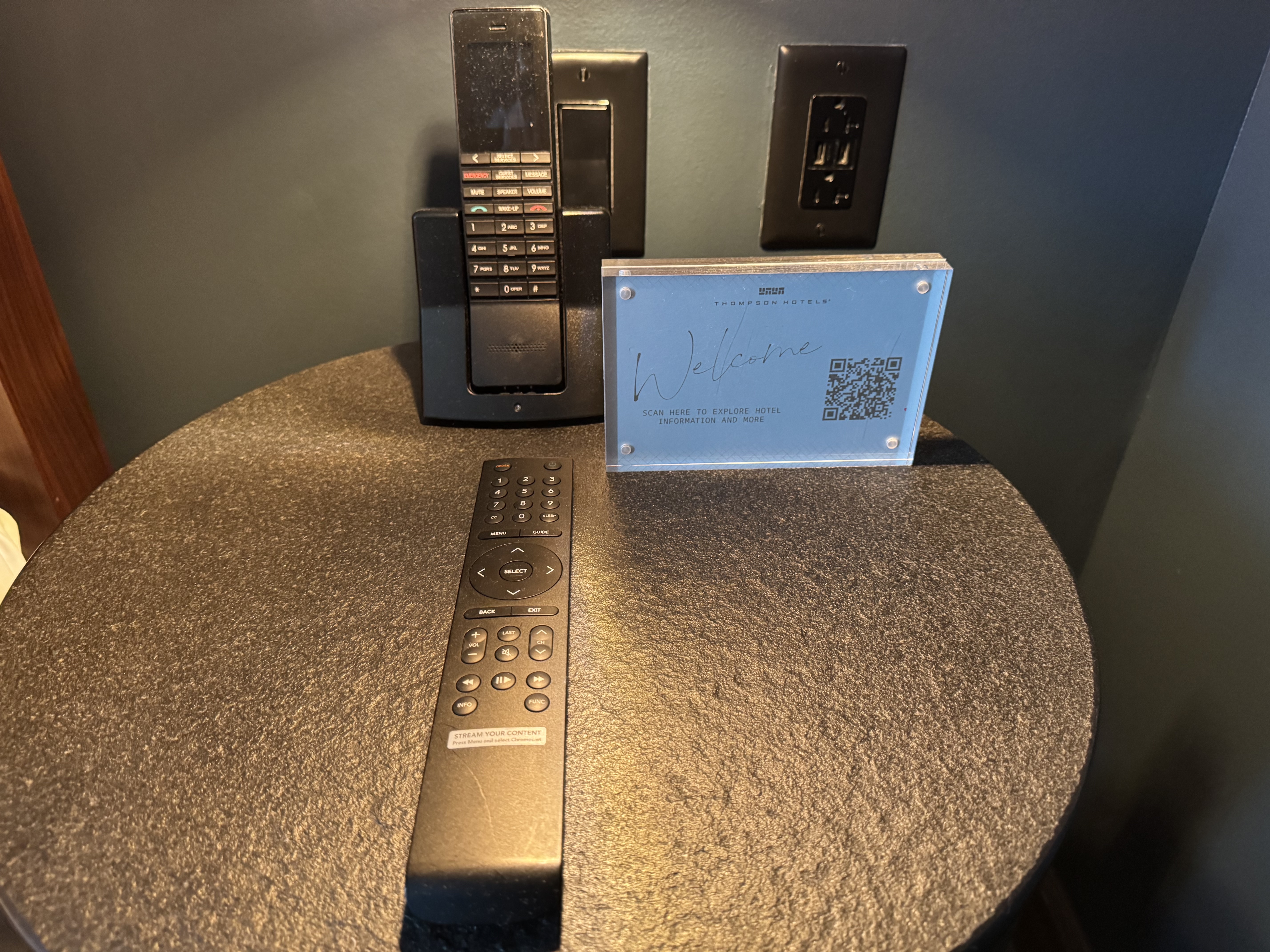 Thompson San Antonio Riverwalk bedroom bedside table Thompson San Antonio Riverwalk bedroom bedside table